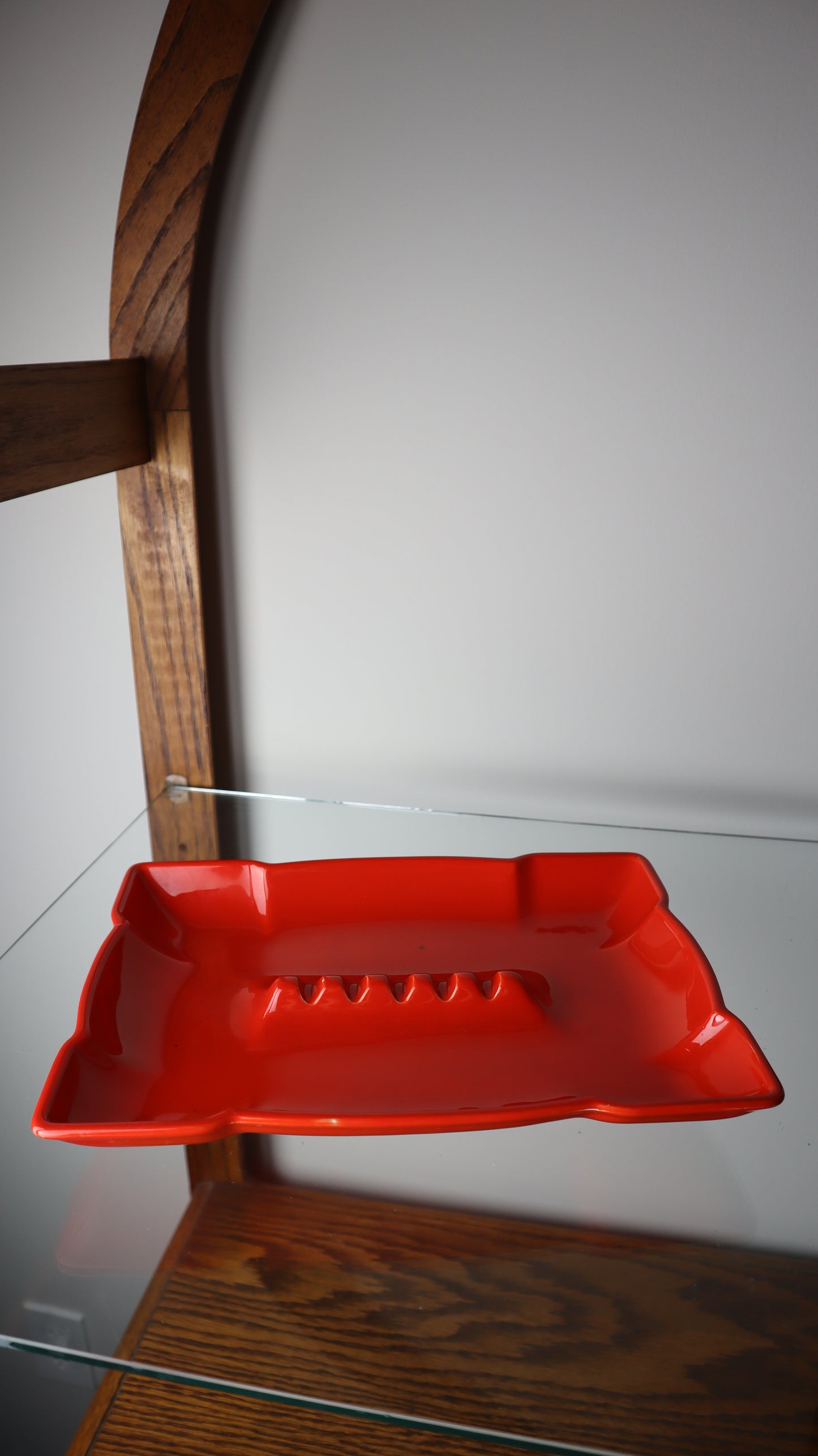 Red/Orange Modern Ceramic Square Ashtray