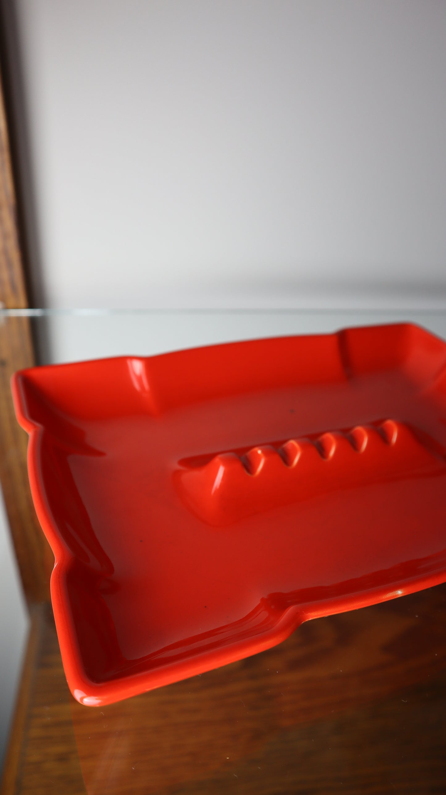 Red/Orange Modern Ceramic Square Ashtray