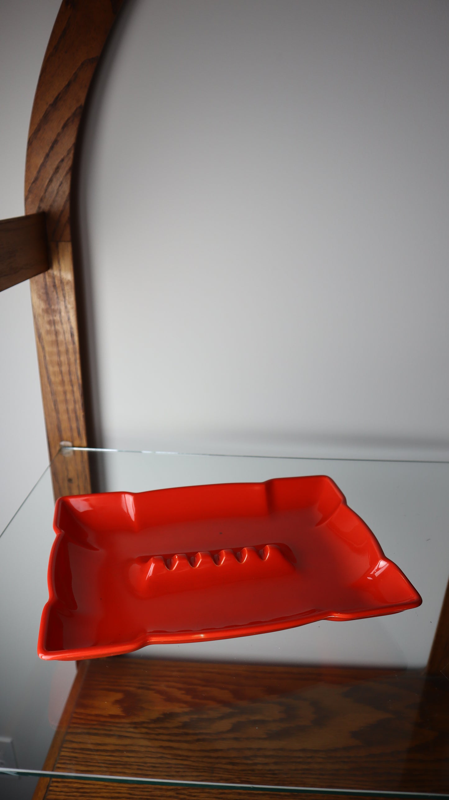 Red/Orange Modern Ceramic Square Ashtray
