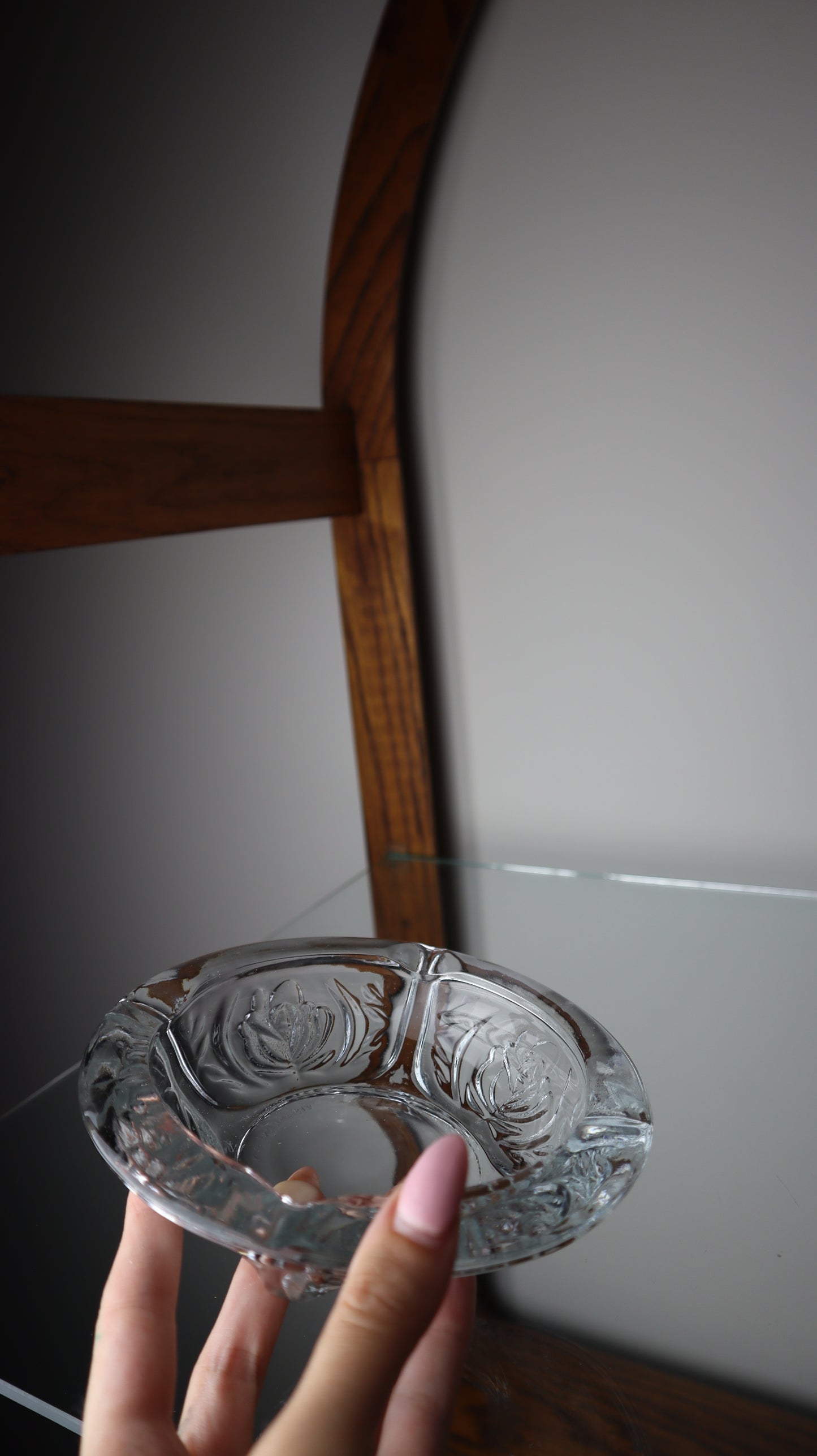Rose Pattern Glass Ashtray