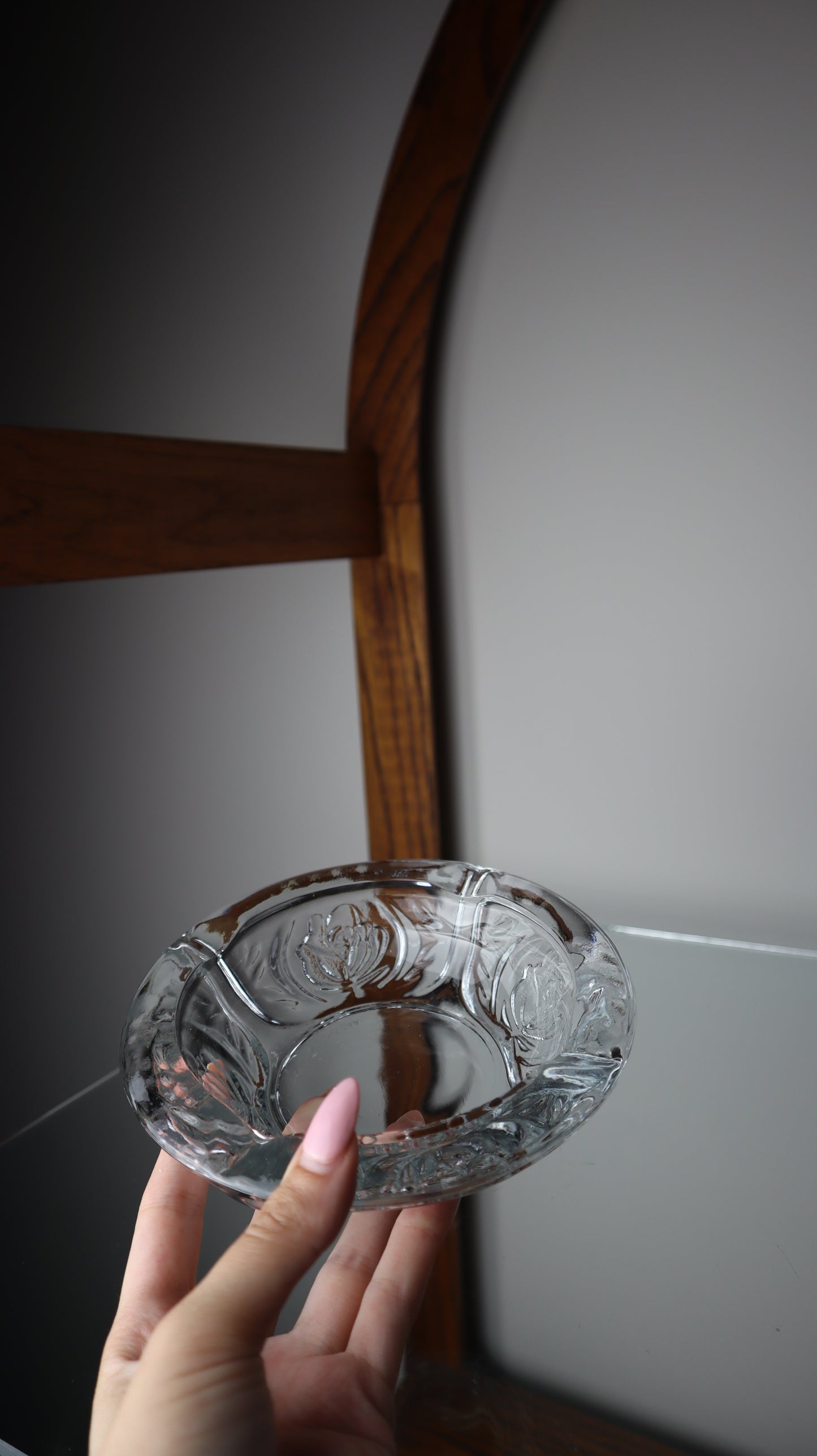 Rose Pattern Glass Ashtray