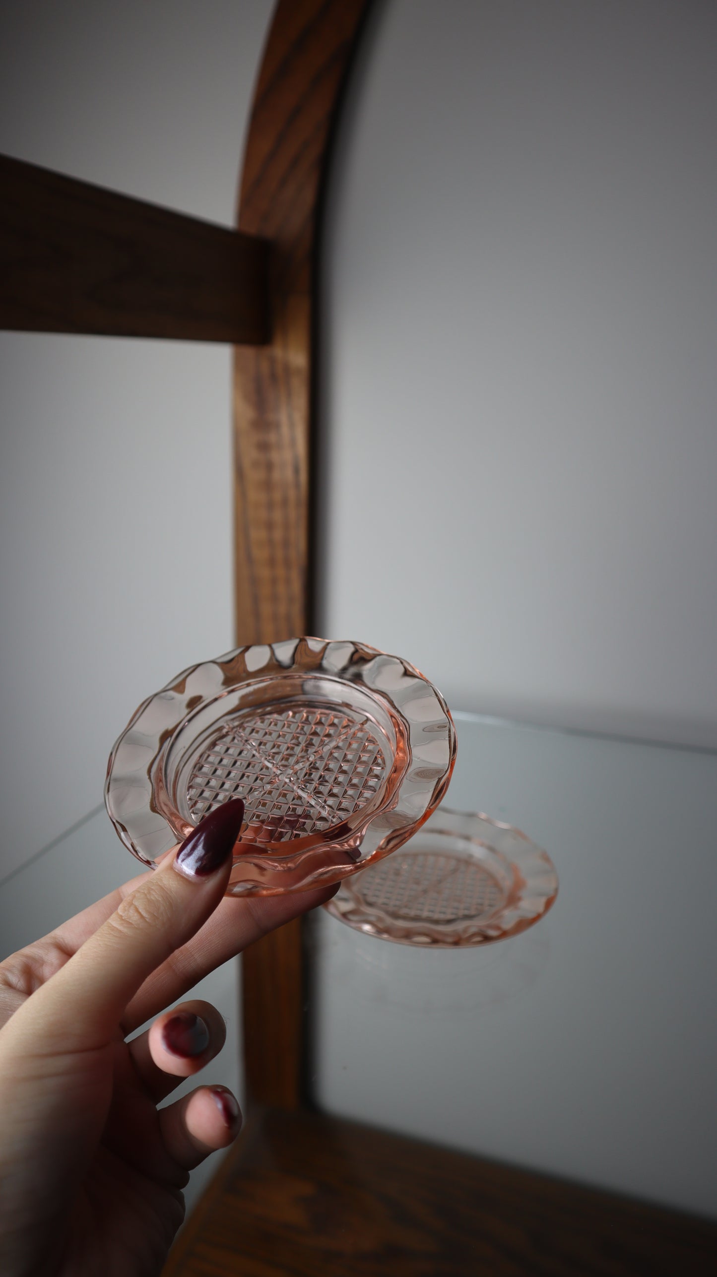 Jeannette Pink Glass Ashtray Set of 2