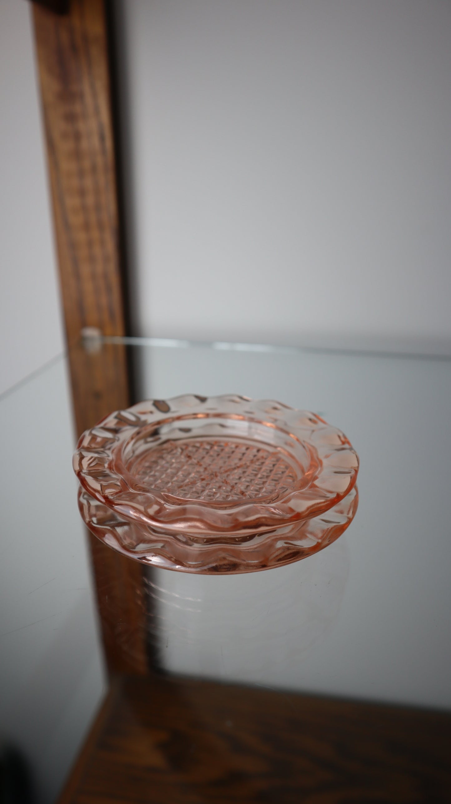 Jeannette Pink Glass Ashtray Set of 2