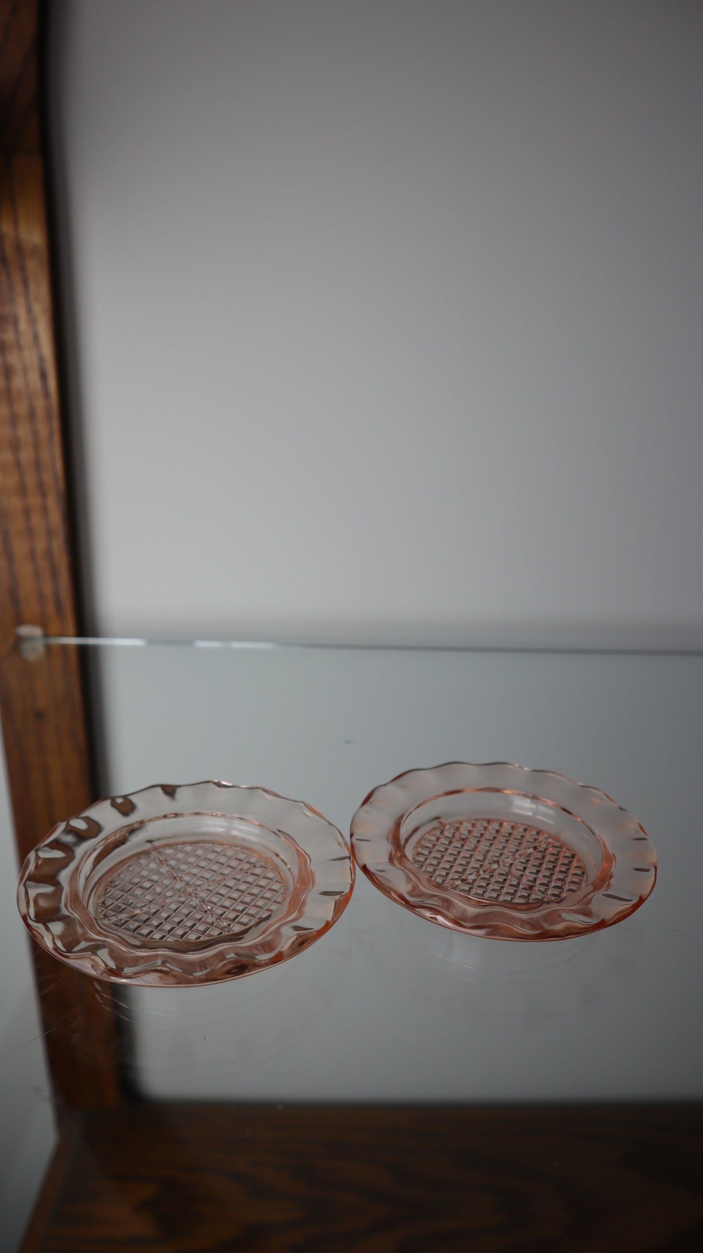 Jeannette Pink Glass Ashtray Set of 2