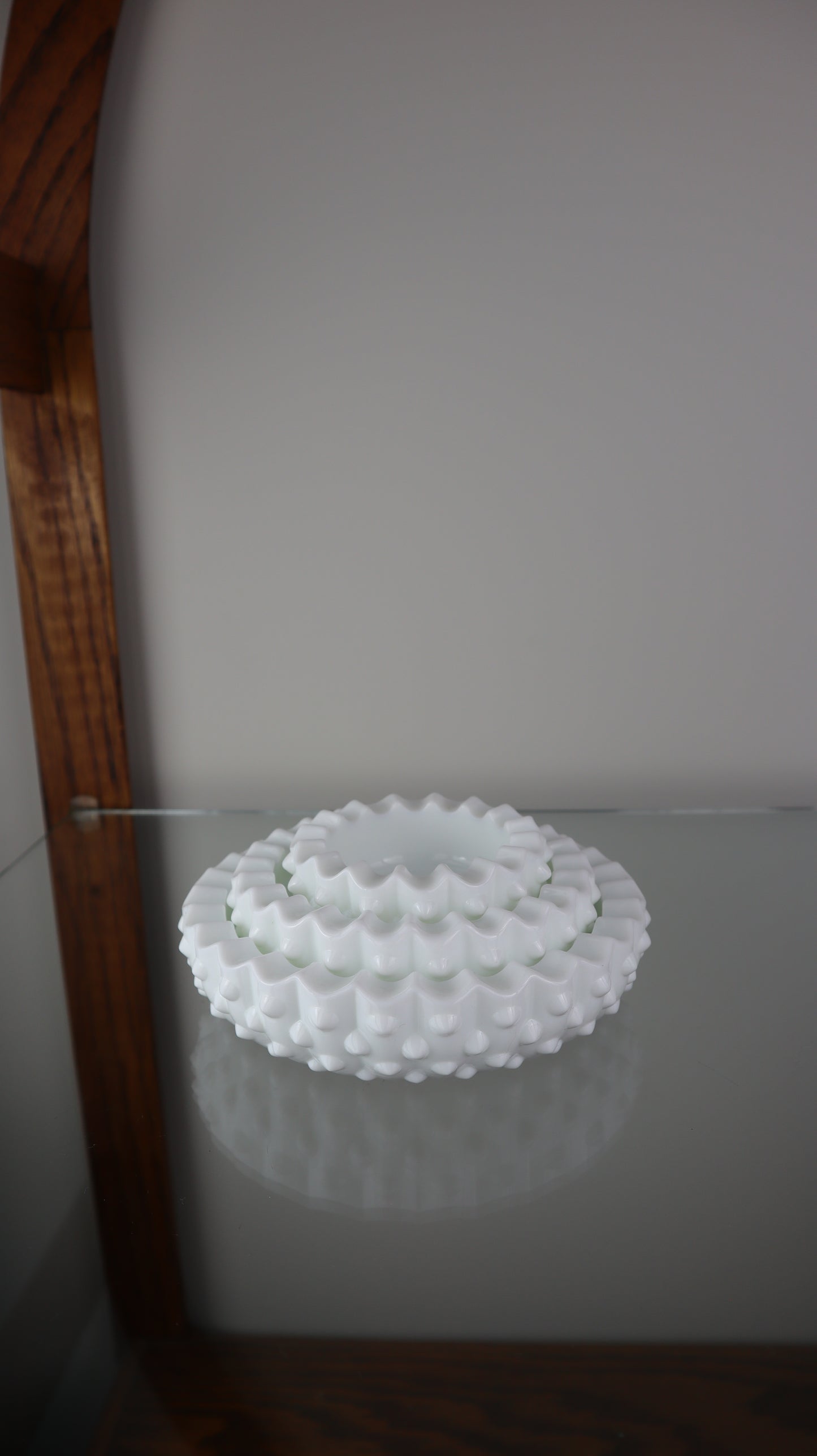 Fenton Set Of Three Nestink Milk Glass Hobnail Ashtray Set