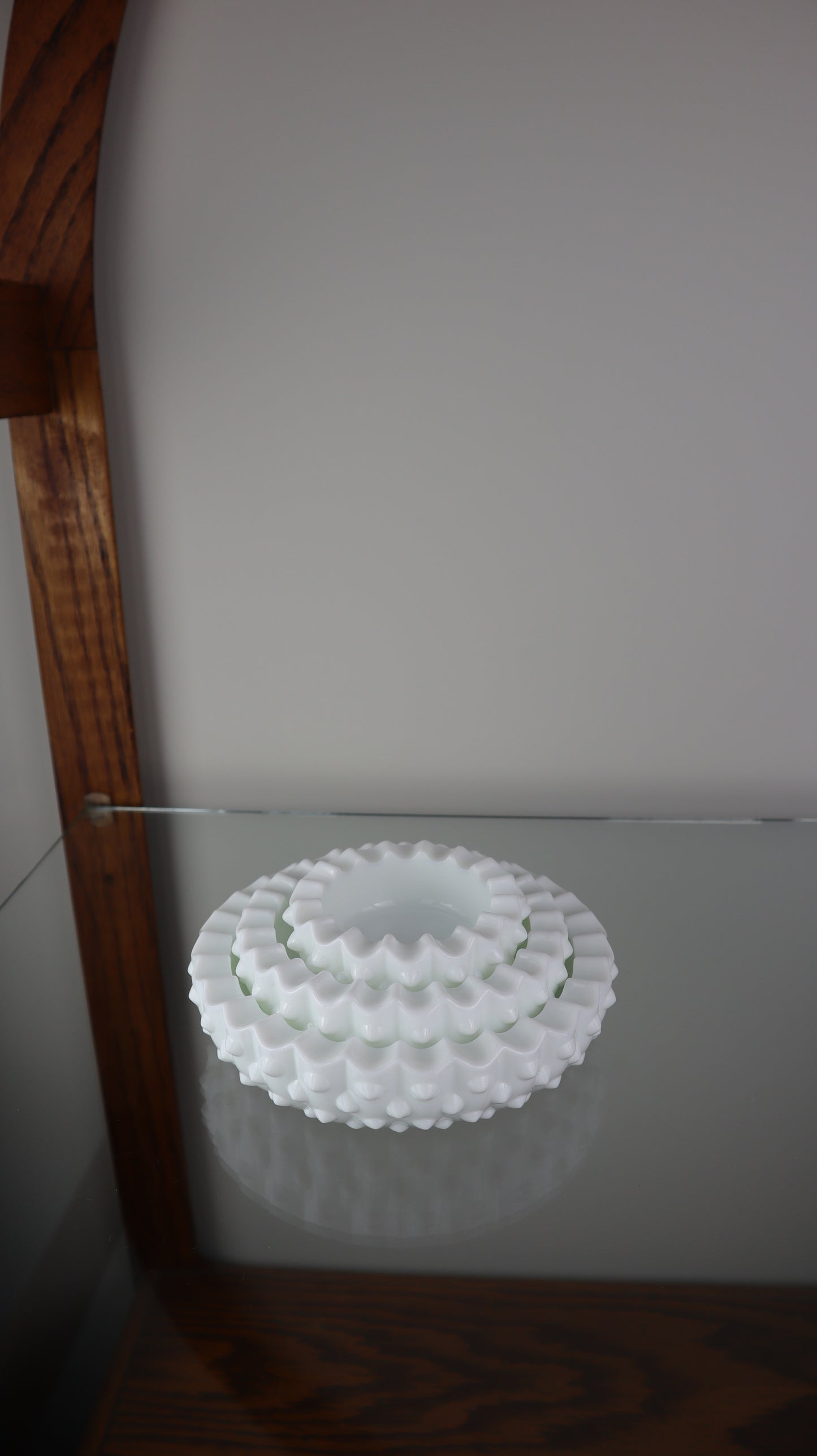 Fenton Set Of Three Nestink Milk Glass Hobnail Ashtray Set