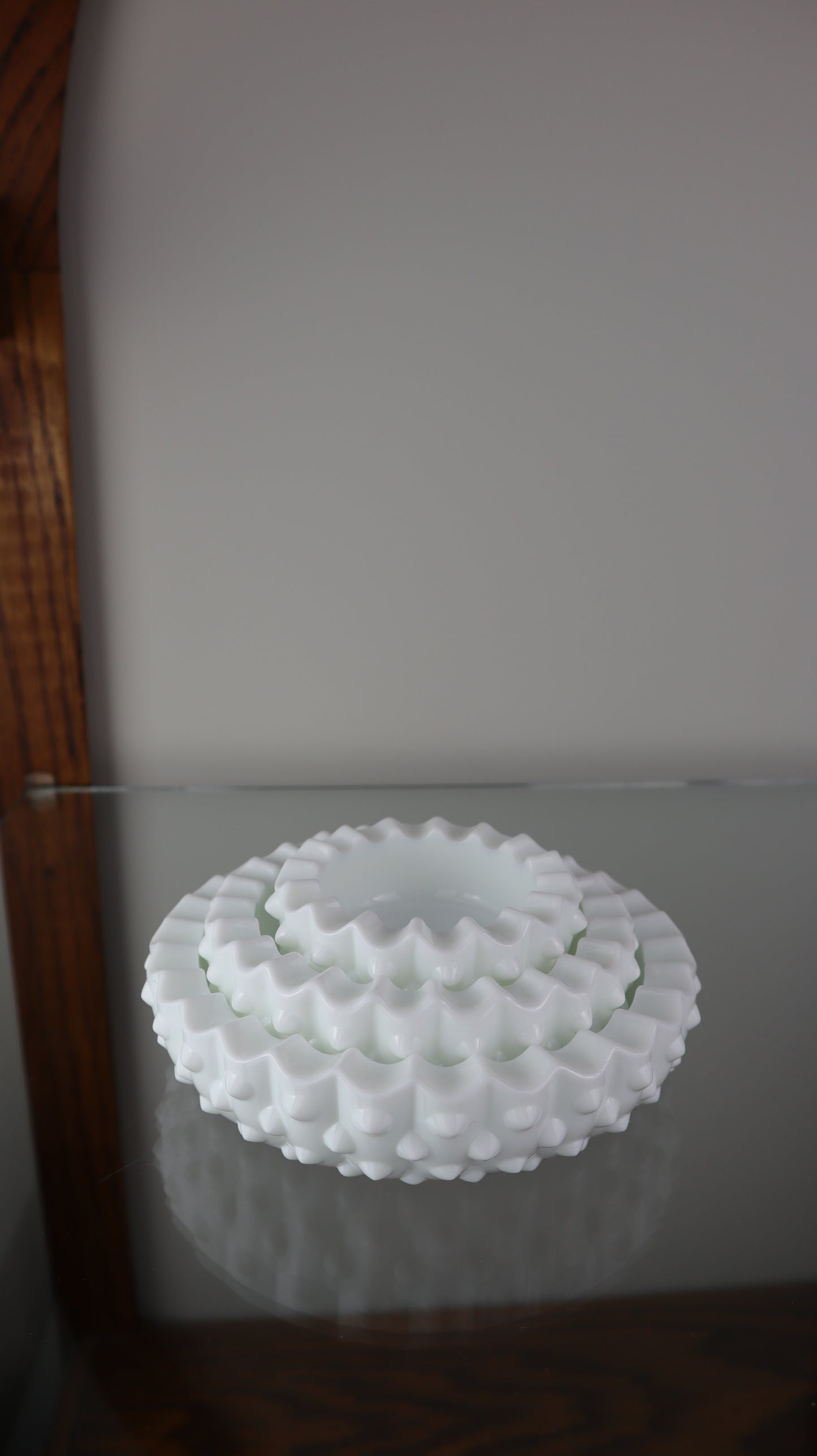 Fenton Set Of Three Nestink Milk Glass Hobnail Ashtray Set
