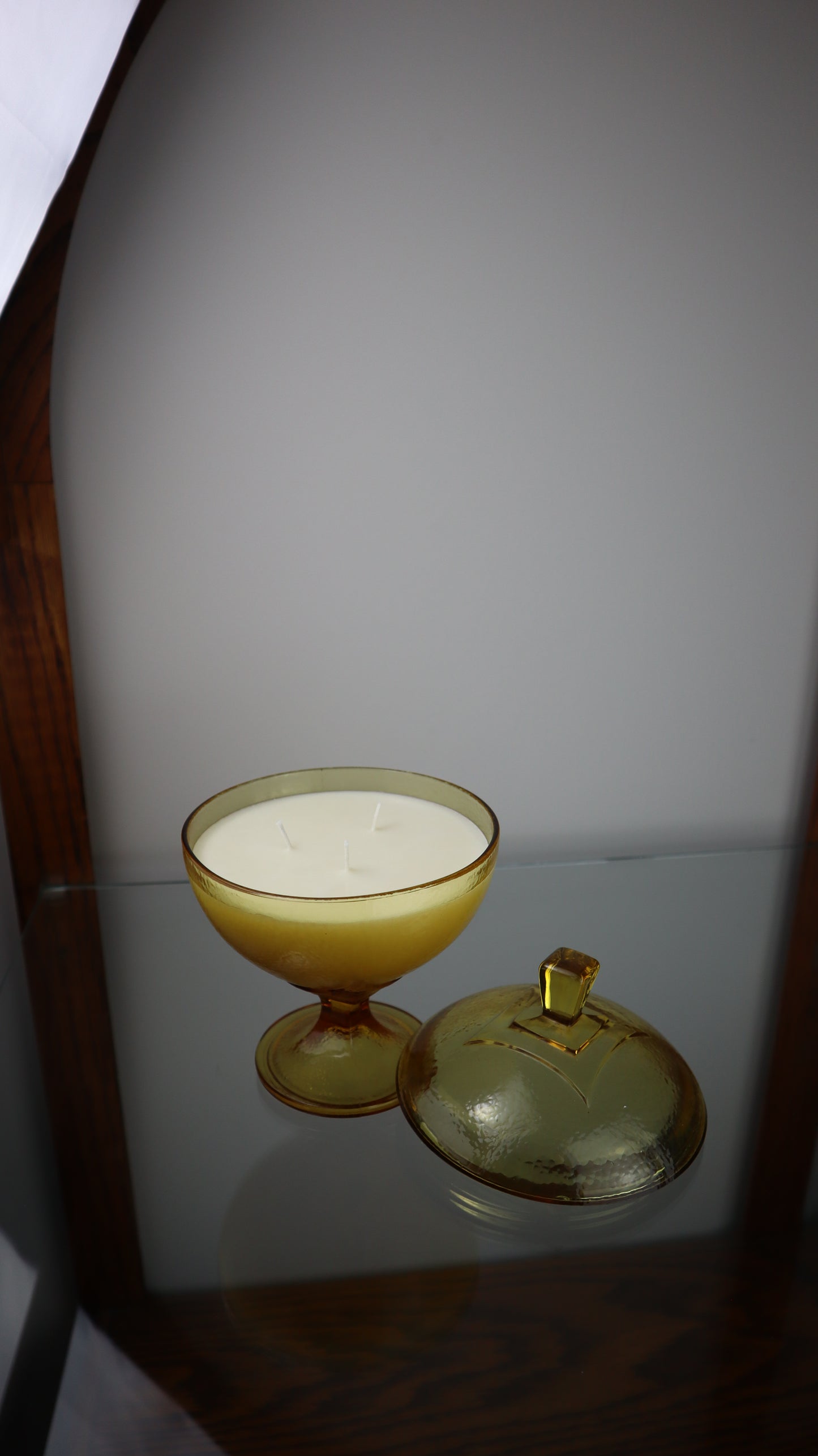 Amber Jeanette Glass Pedestal Candle