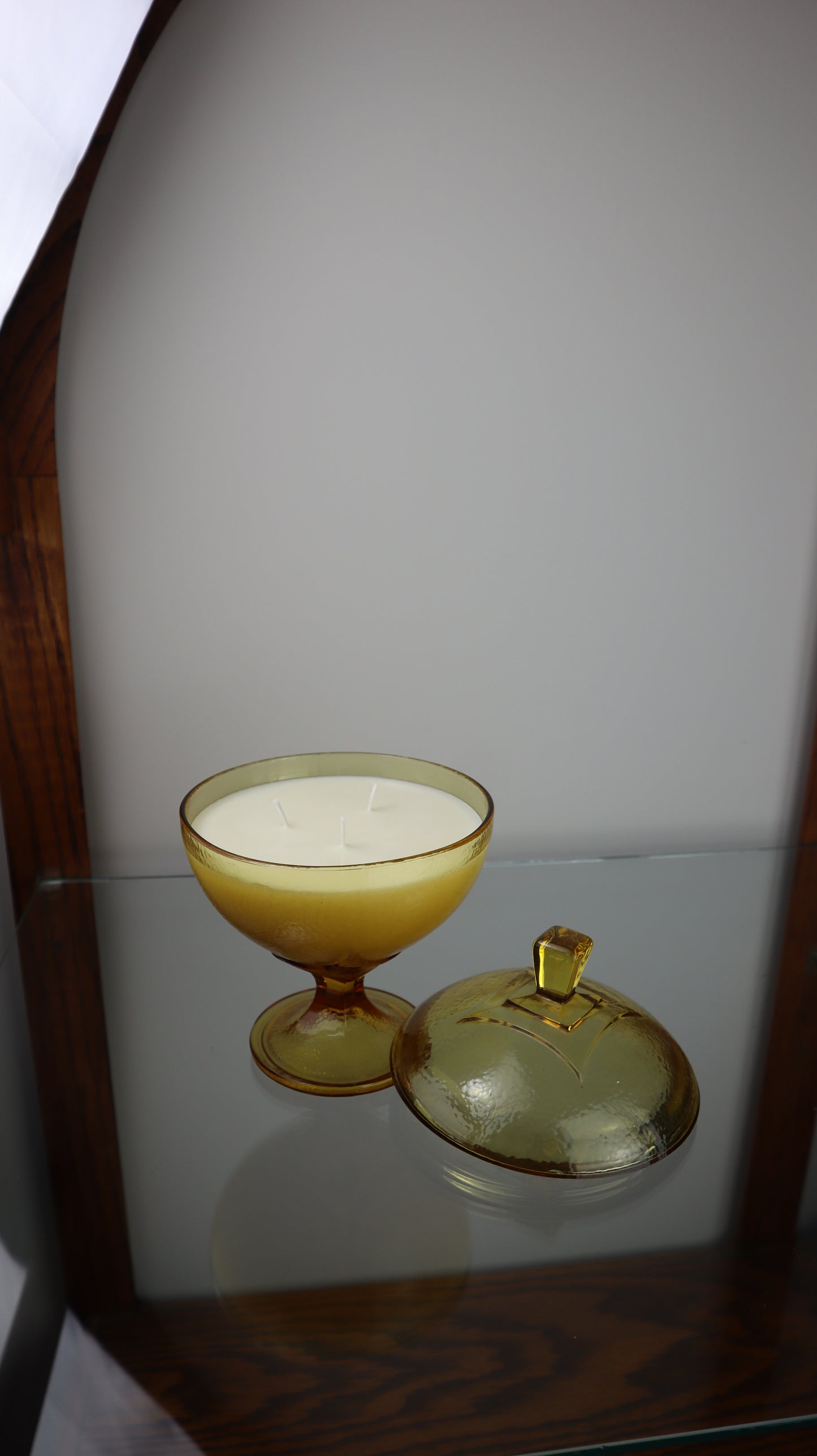 Amber Jeanette Glass Pedestal Candle
