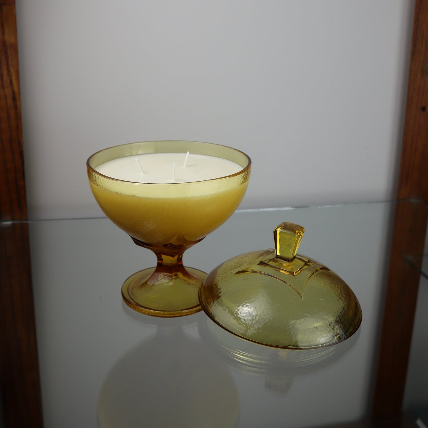 Amber Jeanette Glass Pedestal Candle