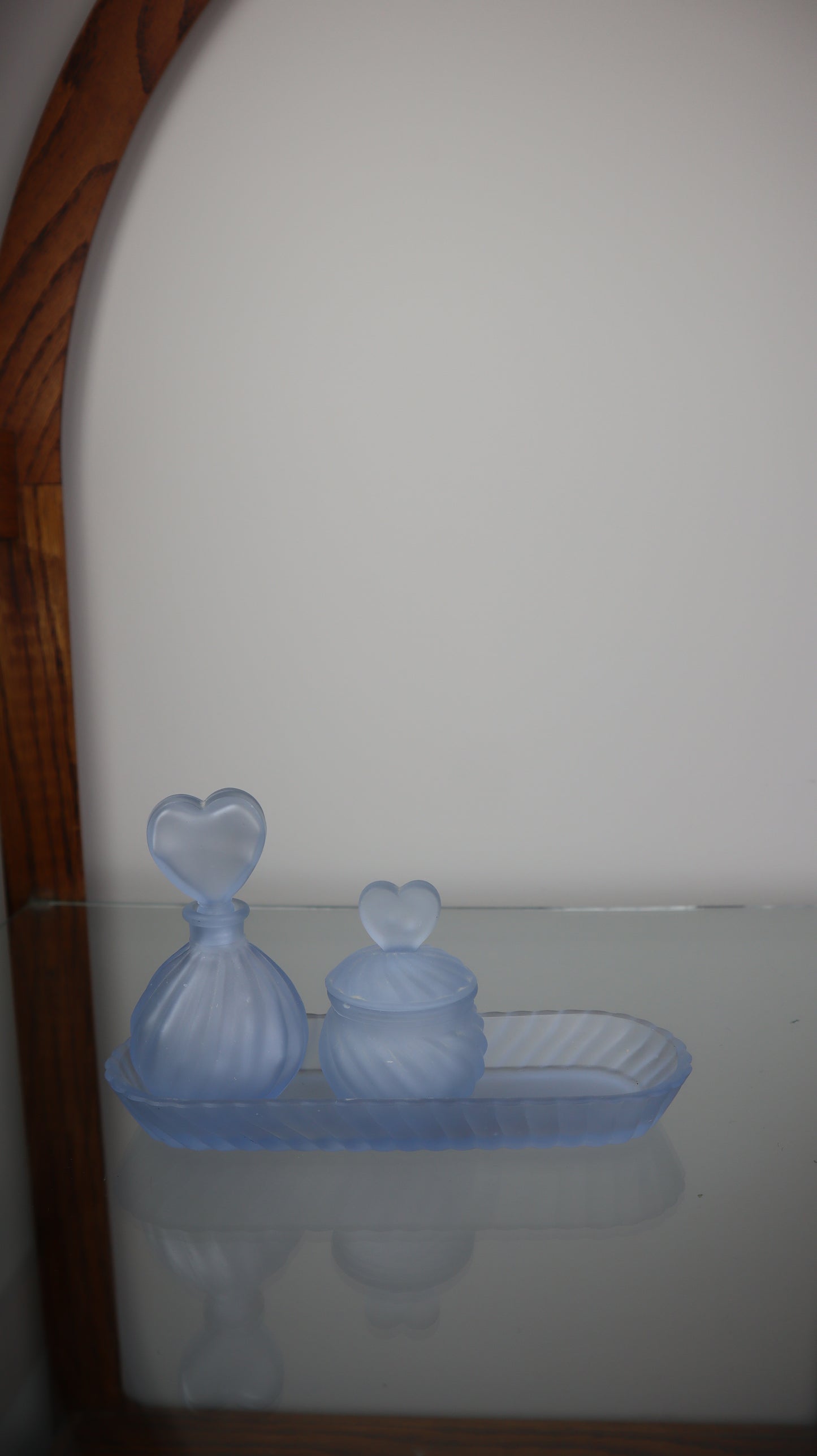 Frosted Blue Glass 3 Piece Set