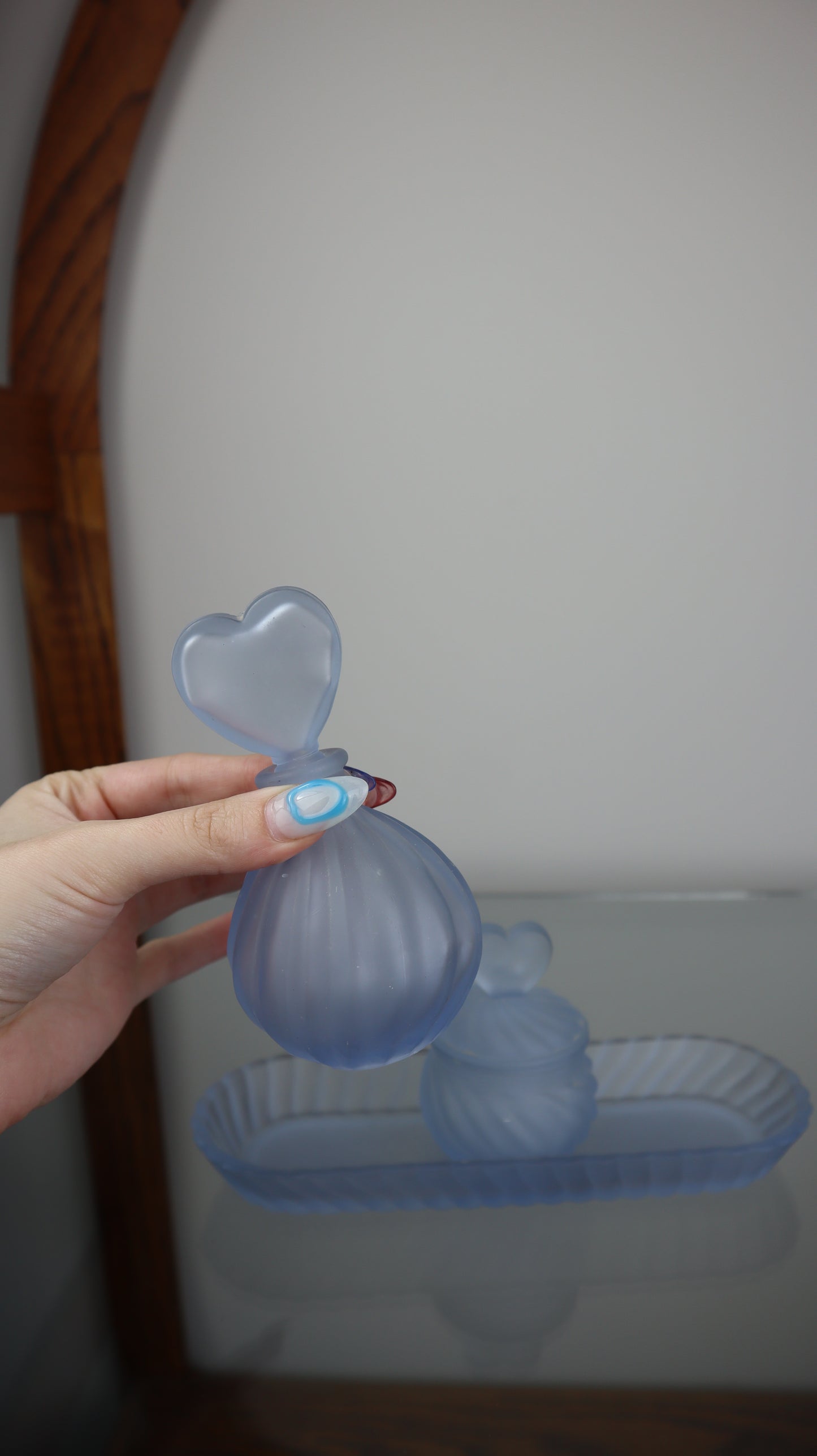 Frosted Blue Glass 3 Piece Set