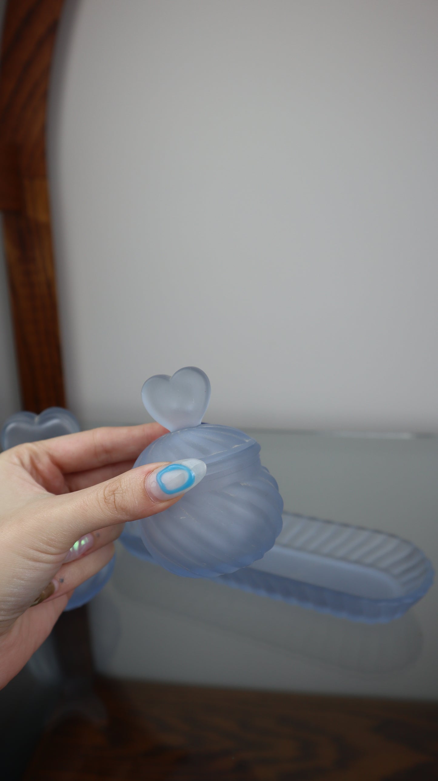 Frosted Blue Glass 3 Piece Set