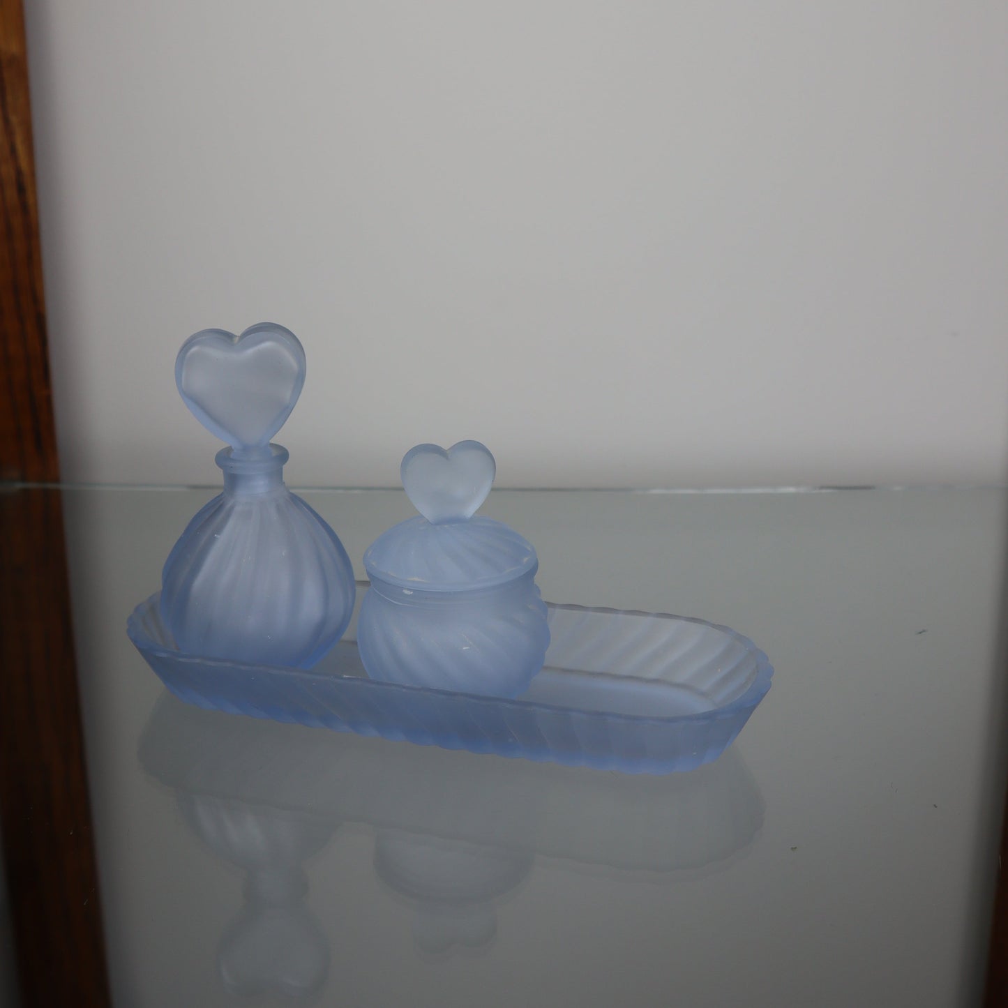 Frosted Blue Glass 3 Piece Set