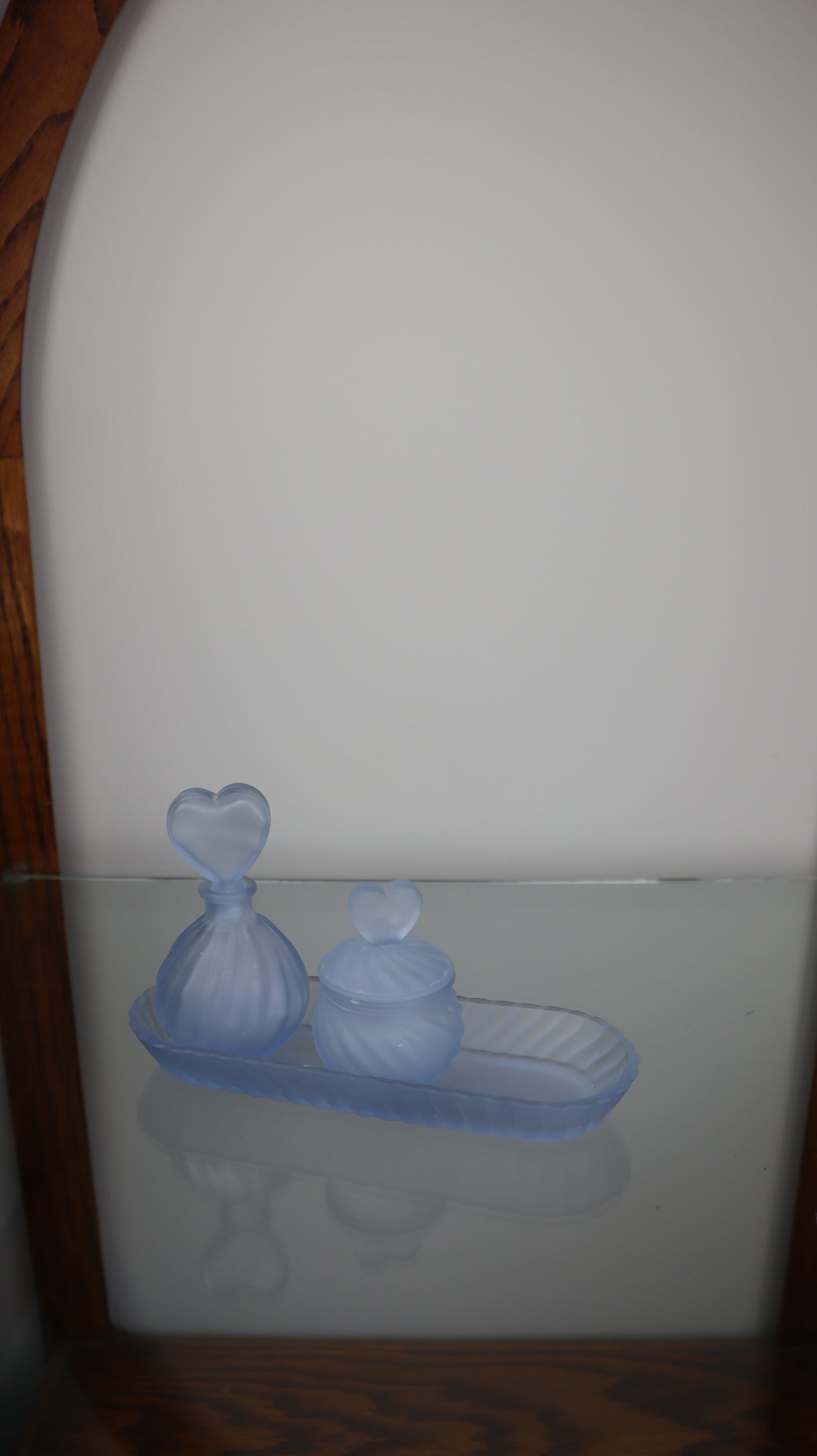 Frosted Blue Glass 3 Piece Set