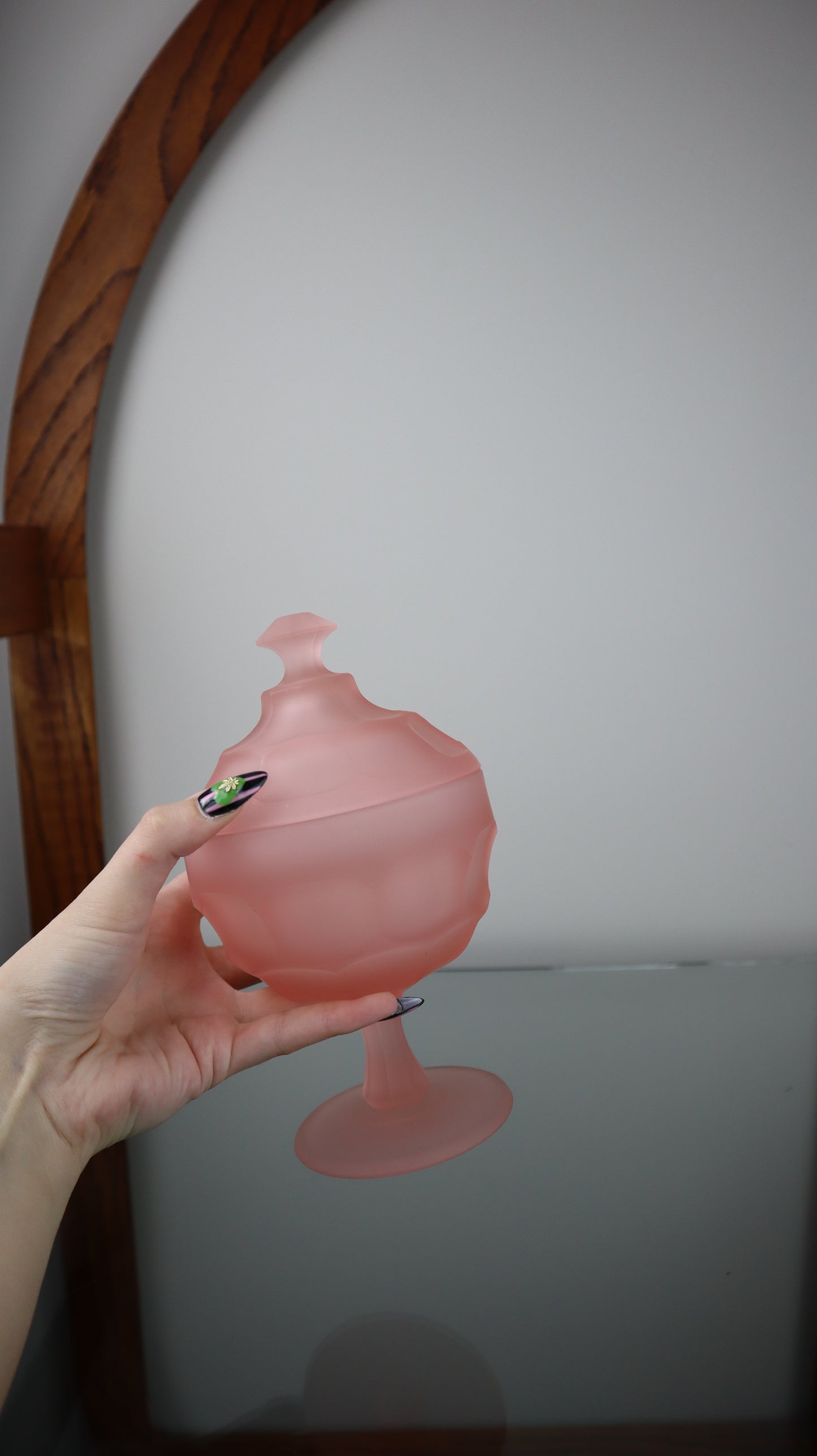 Vintage 1940's Blush Pink Frosted Trinket Dish