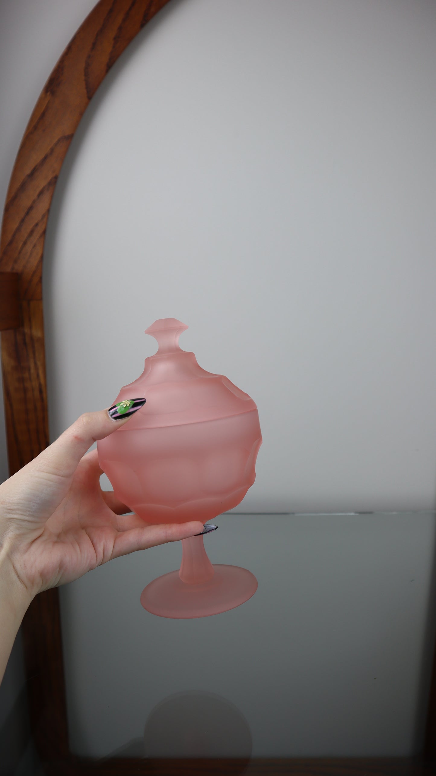 Vintage 1940's Blush Pink Frosted Trinket Dish