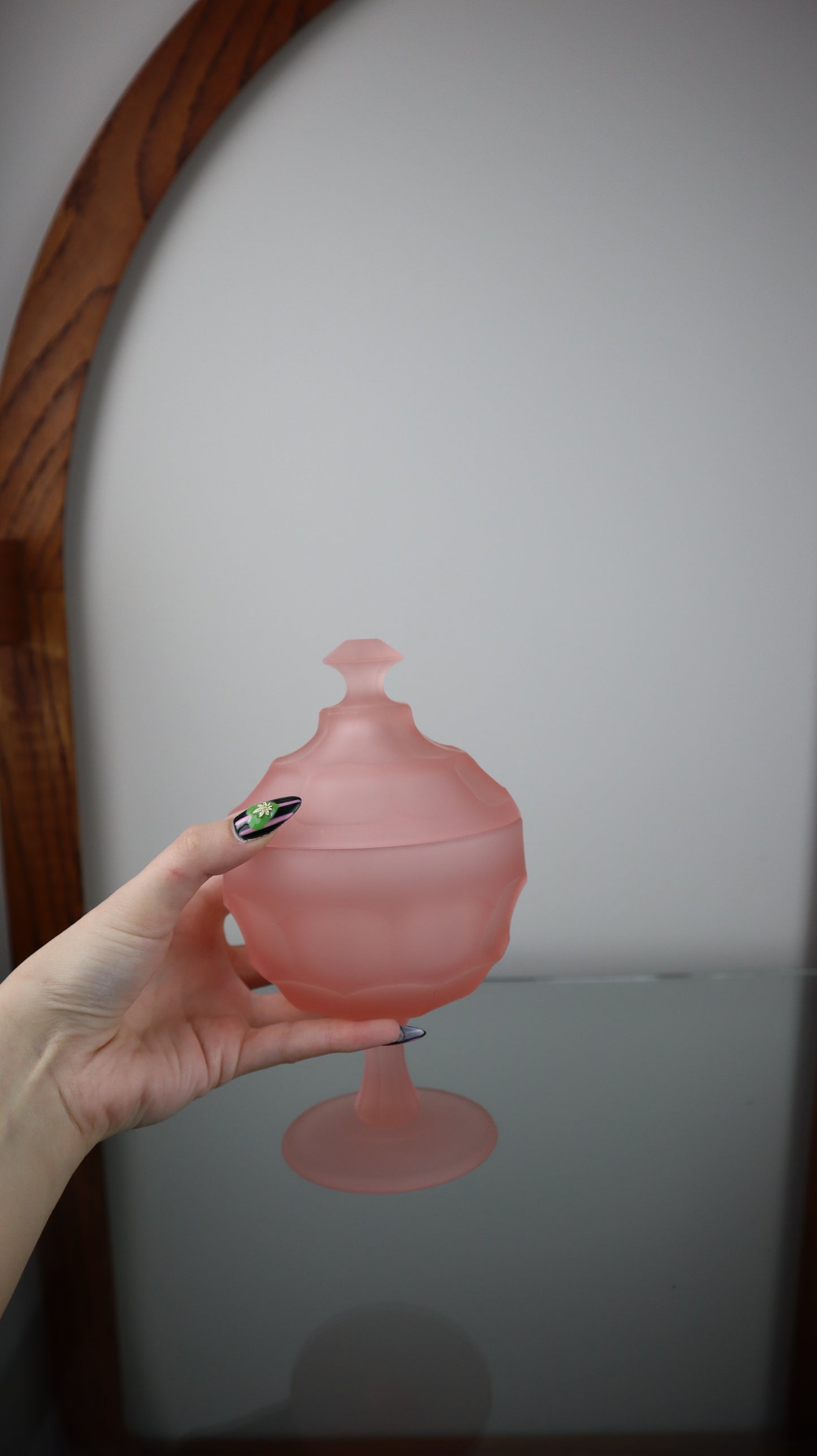 Vintage 1940's Blush Pink Frosted Trinket Dish