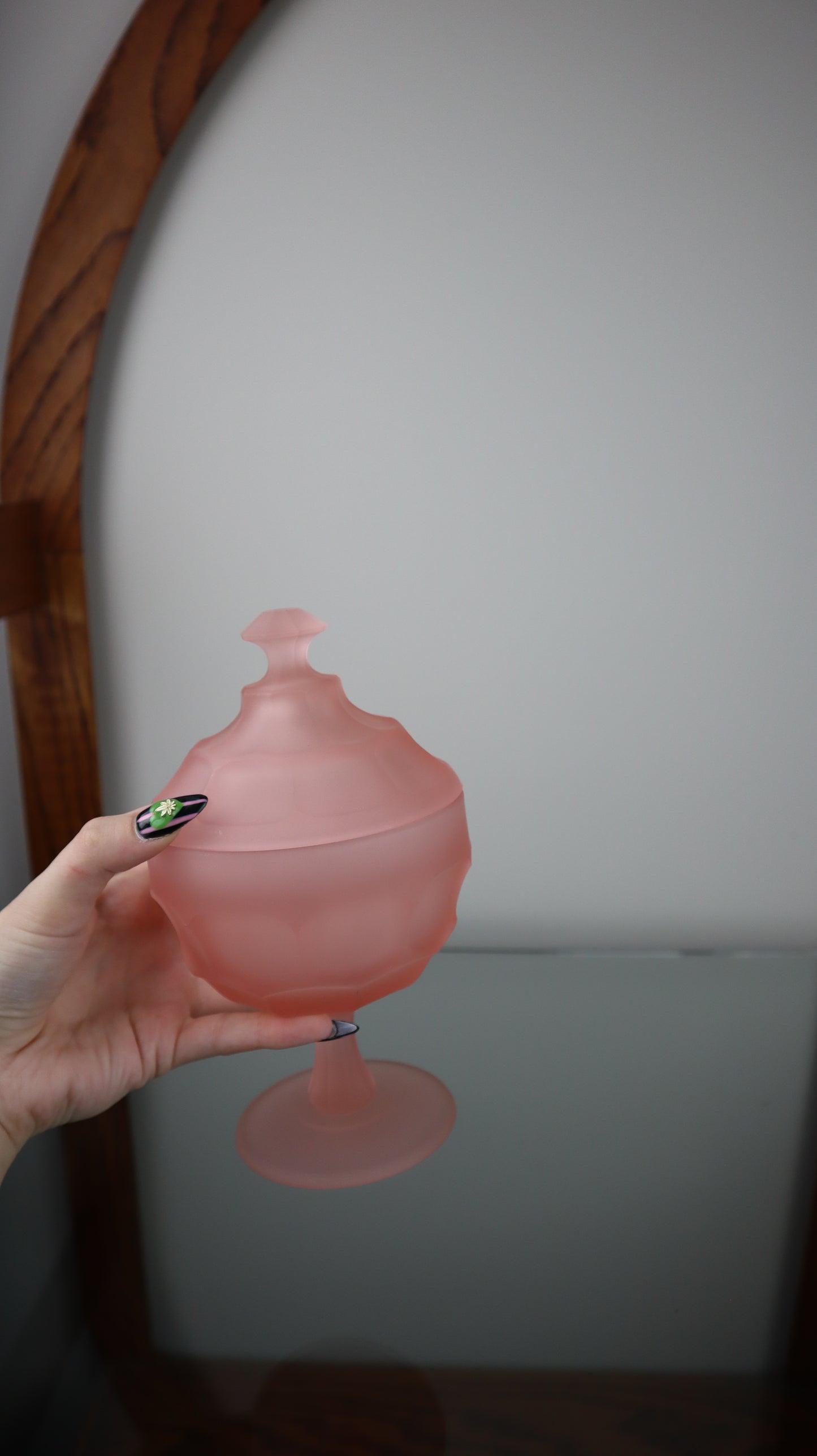 Vintage 1940's Blush Pink Frosted Trinket Dish