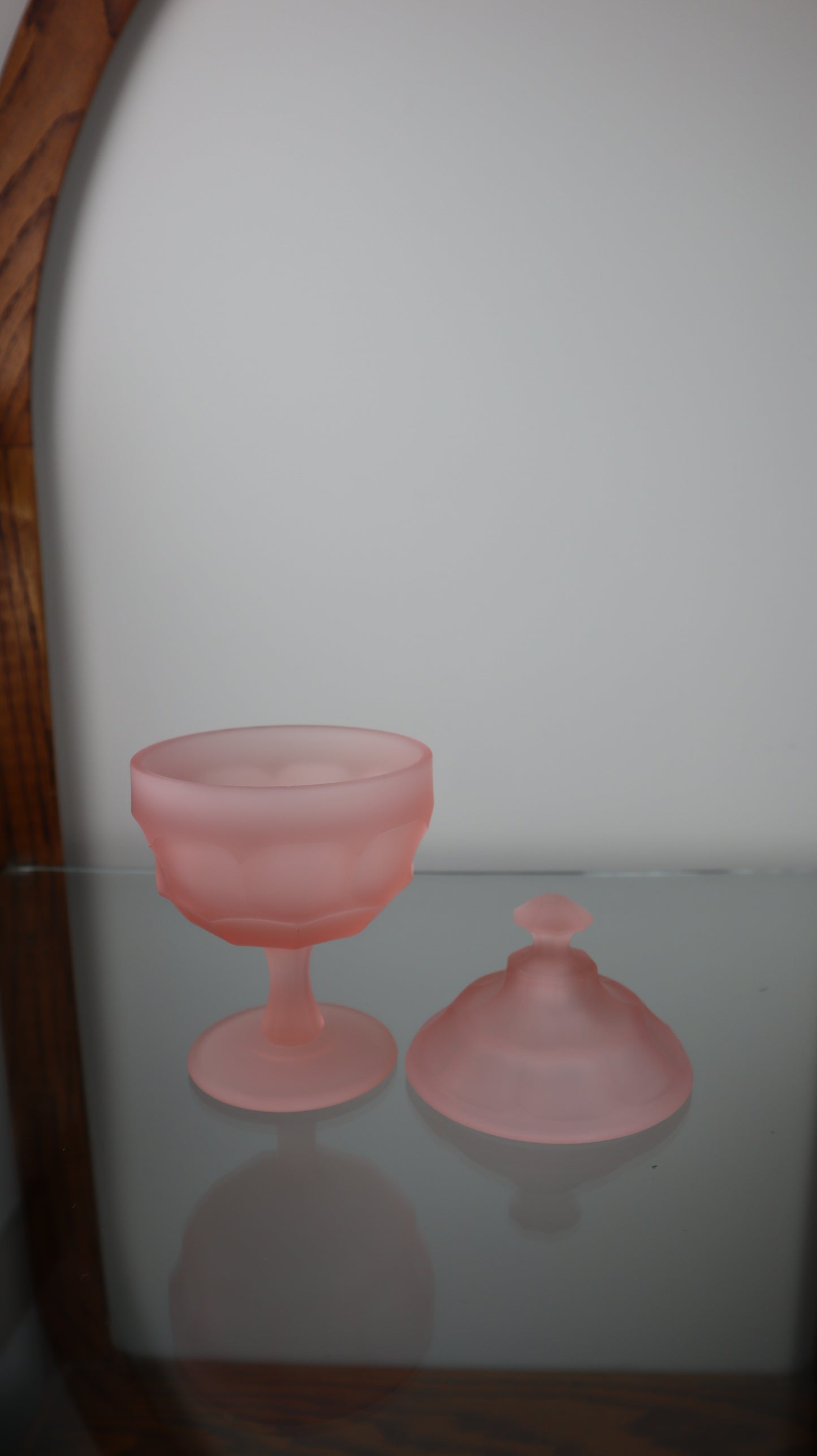 Vintage 1940's Blush Pink Frosted Trinket Dish