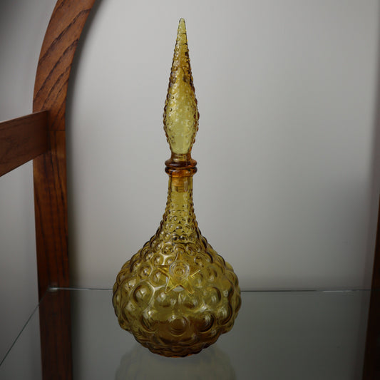Amber Hobnail Genie Bottle