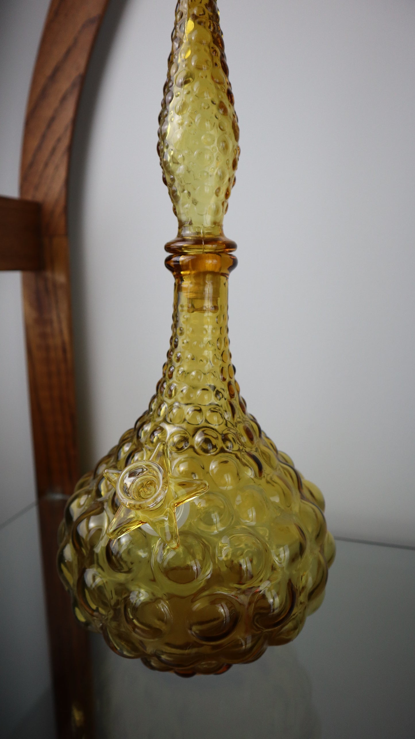 Amber Hobnail Genie Bottle