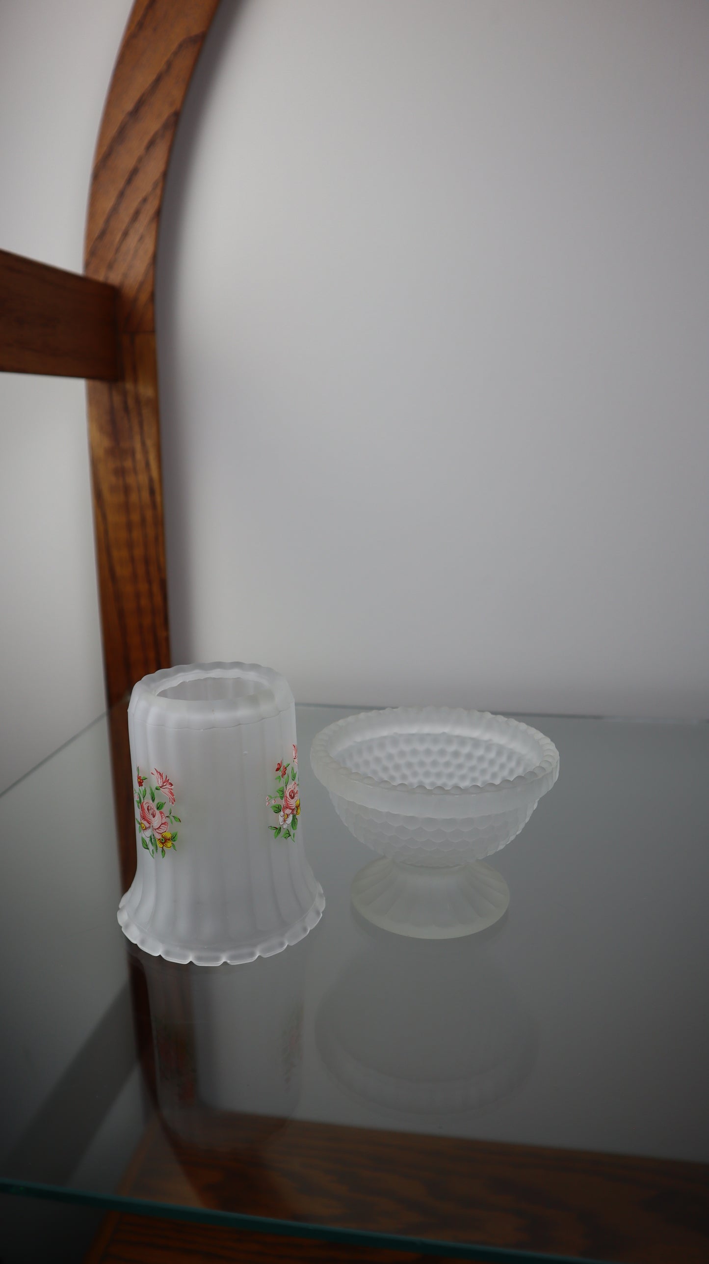Vintage Satin Frosted Hobnail Fairy Lamp