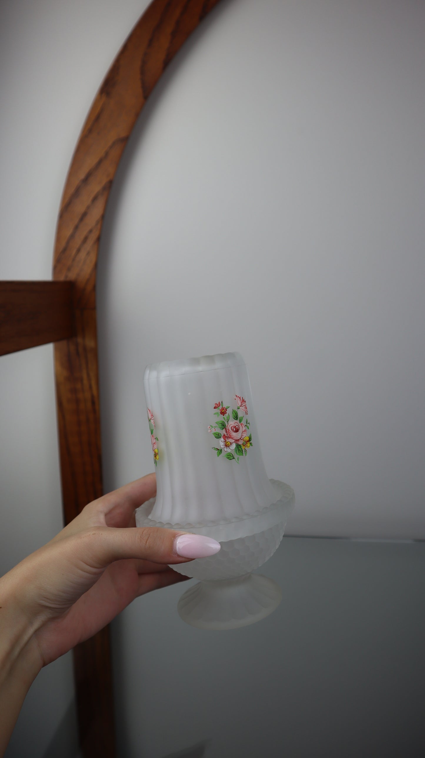Vintage Satin Frosted Hobnail Fairy Lamp