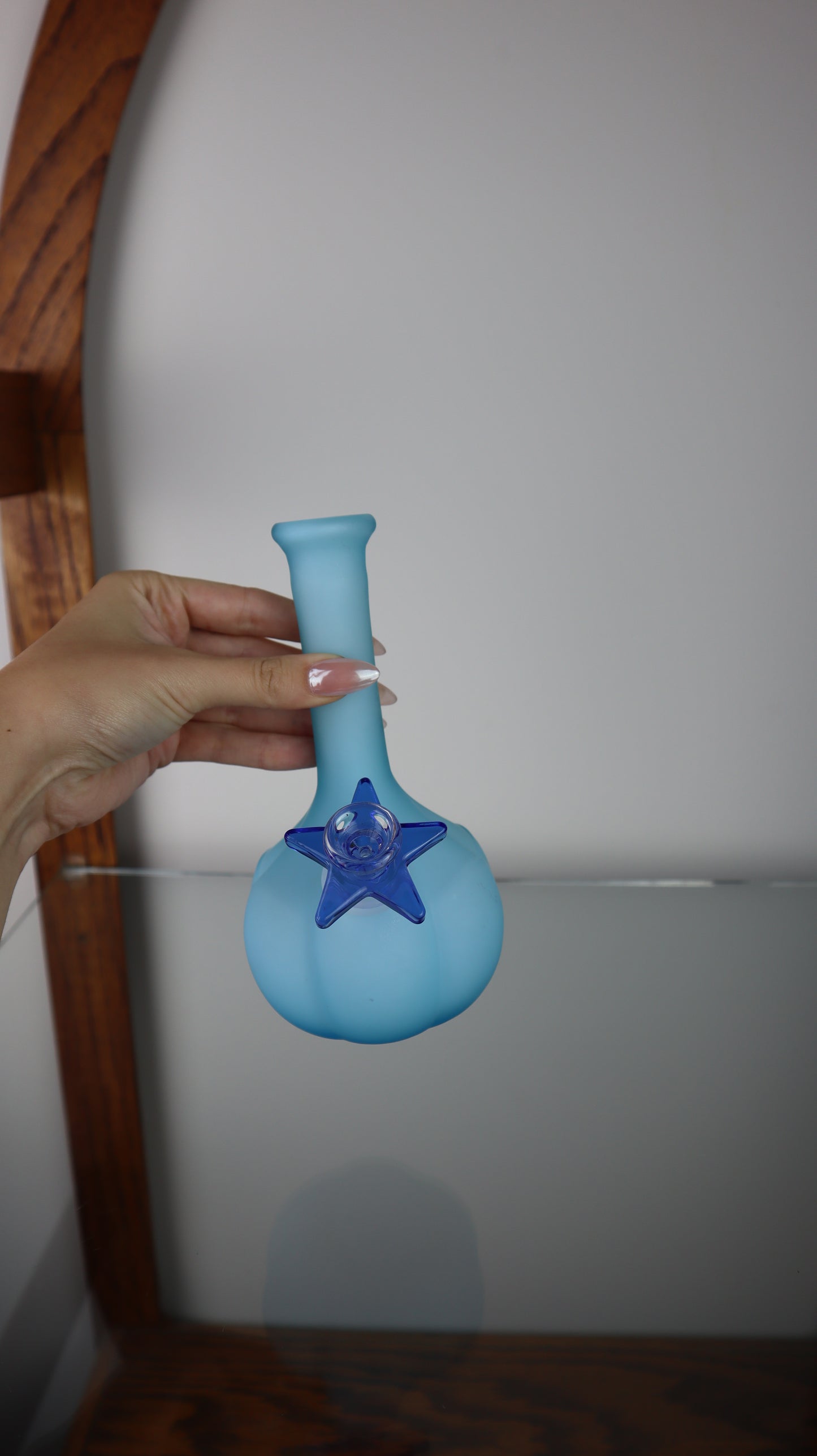 Blue Frosted Glass Piece with Star Bowl