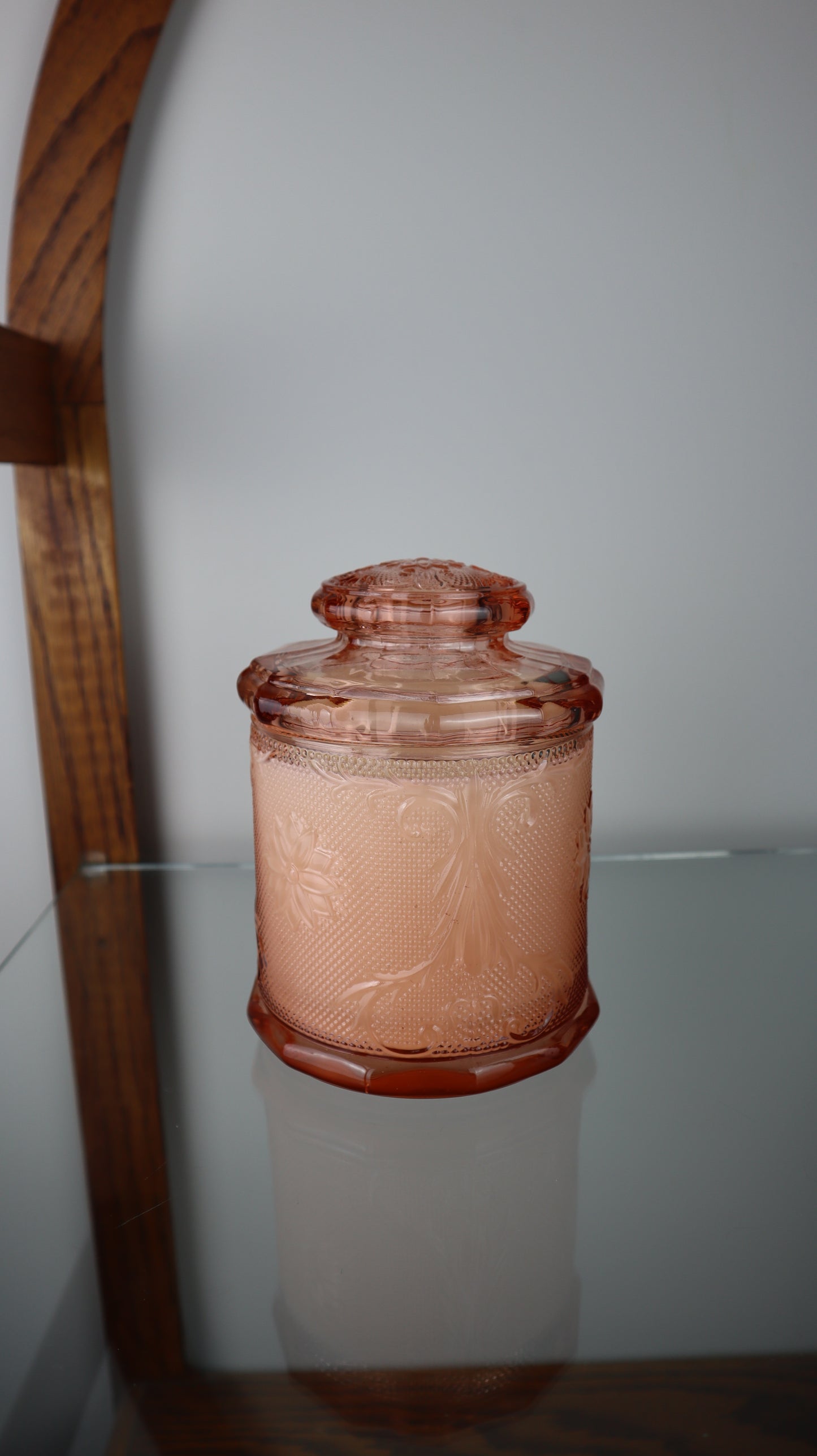 Pink Tiara Glass Canister 4 Wick Candle