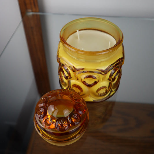 L.E Smith Moon and Stars Amber 3 Wick Candle