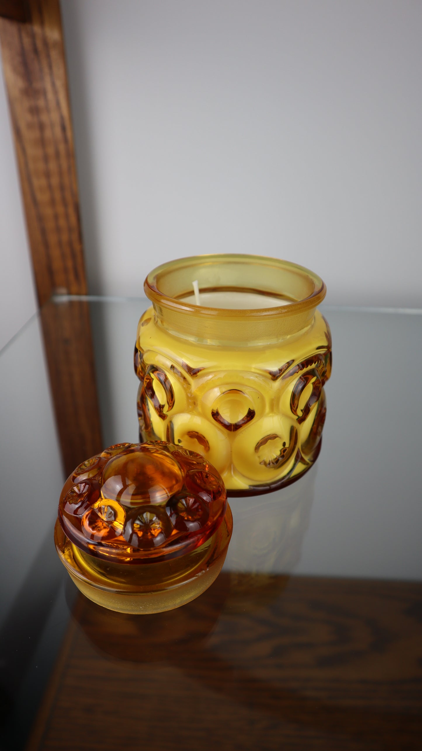 L.E Smith Moon and Stars Amber 3 Wick Candle