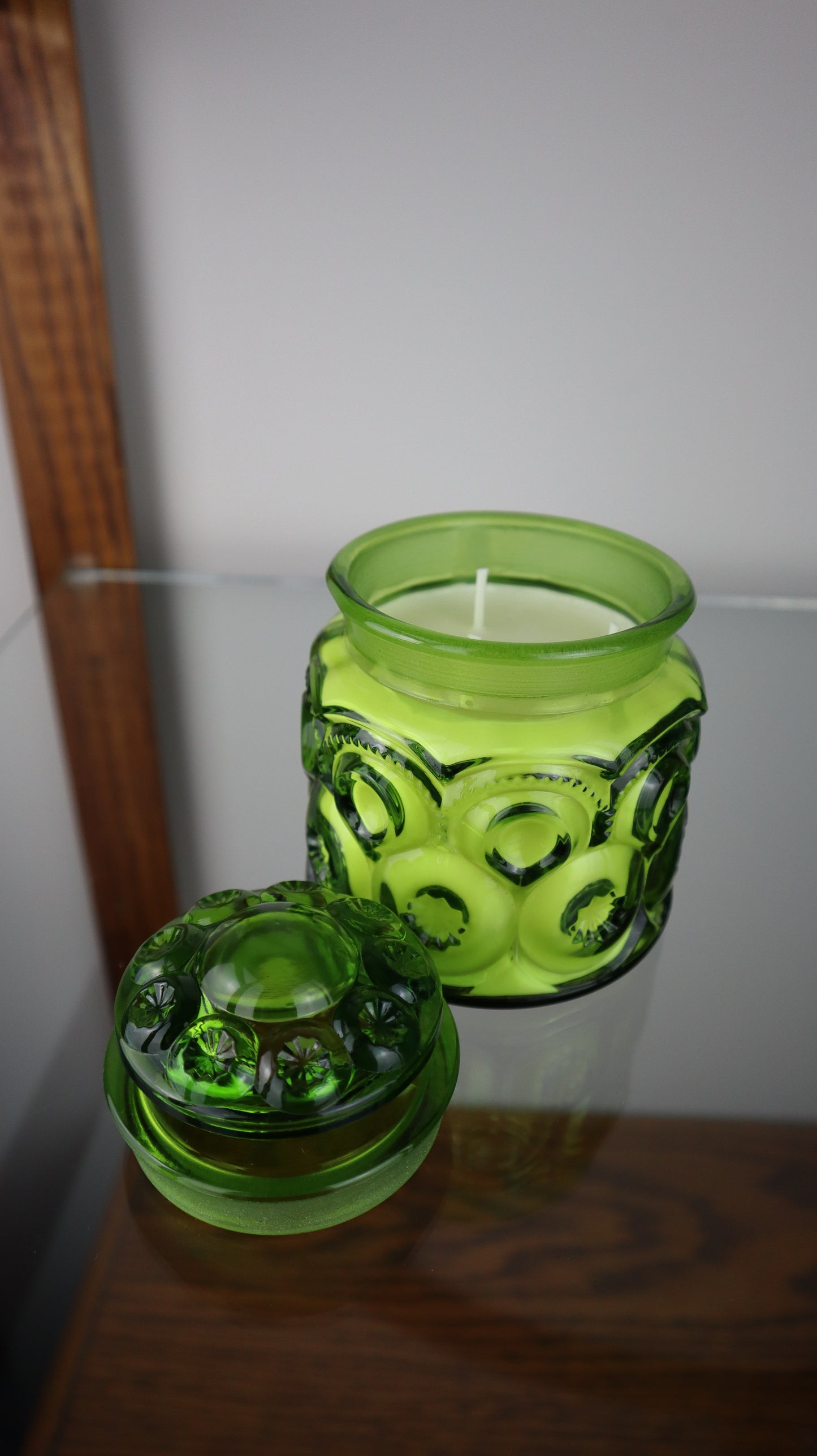 L.E Smith Moon and Stars Green 3 Wick Candle