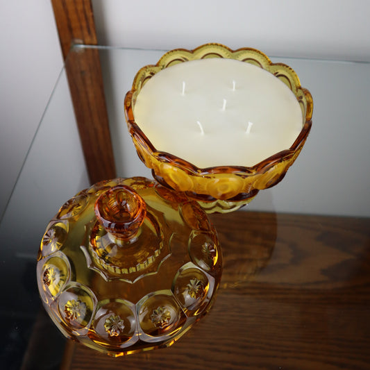 Moon and Stars Amber Candy Dish Candle