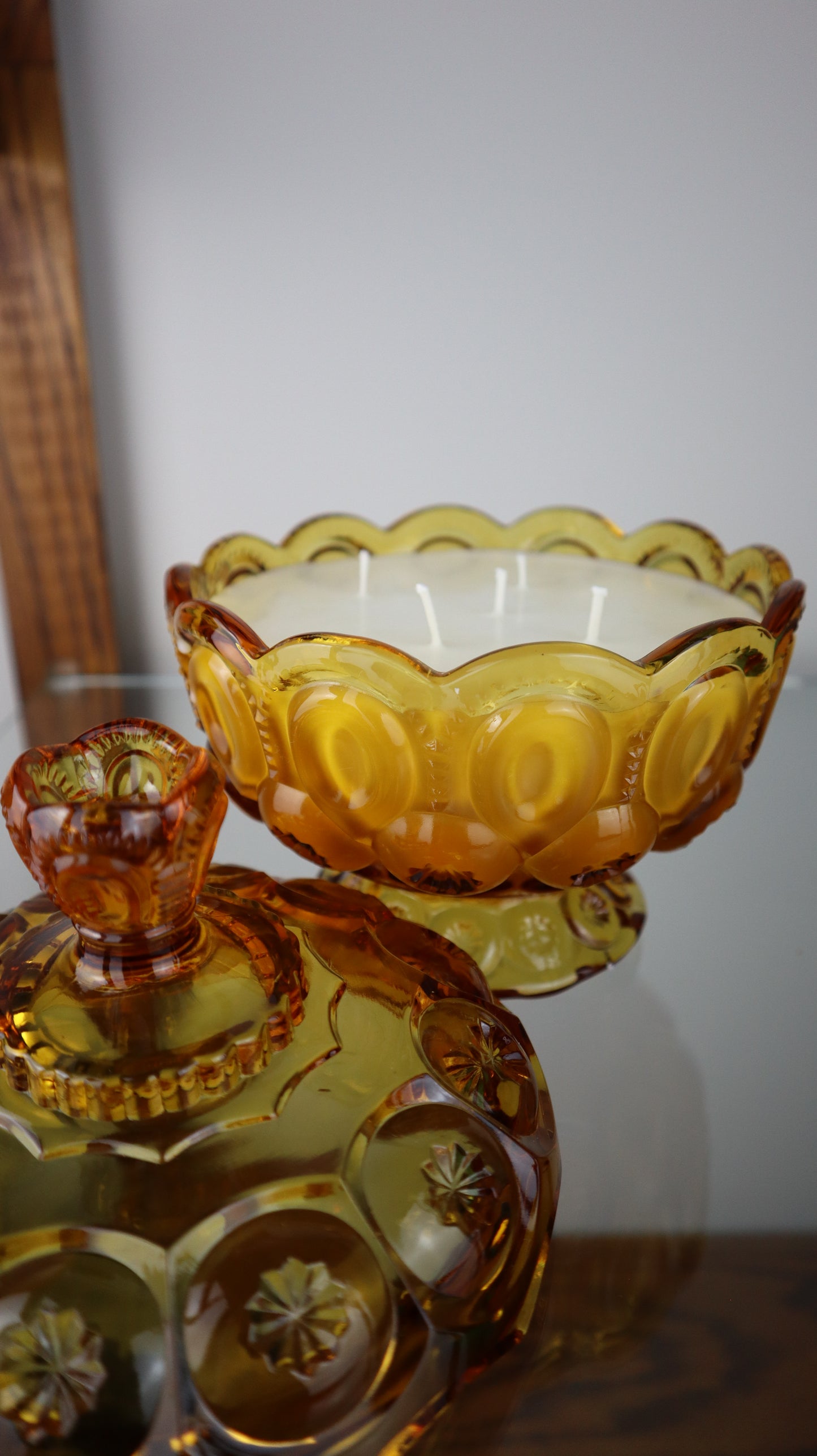 Moon and Stars Amber Candy Dish Candle