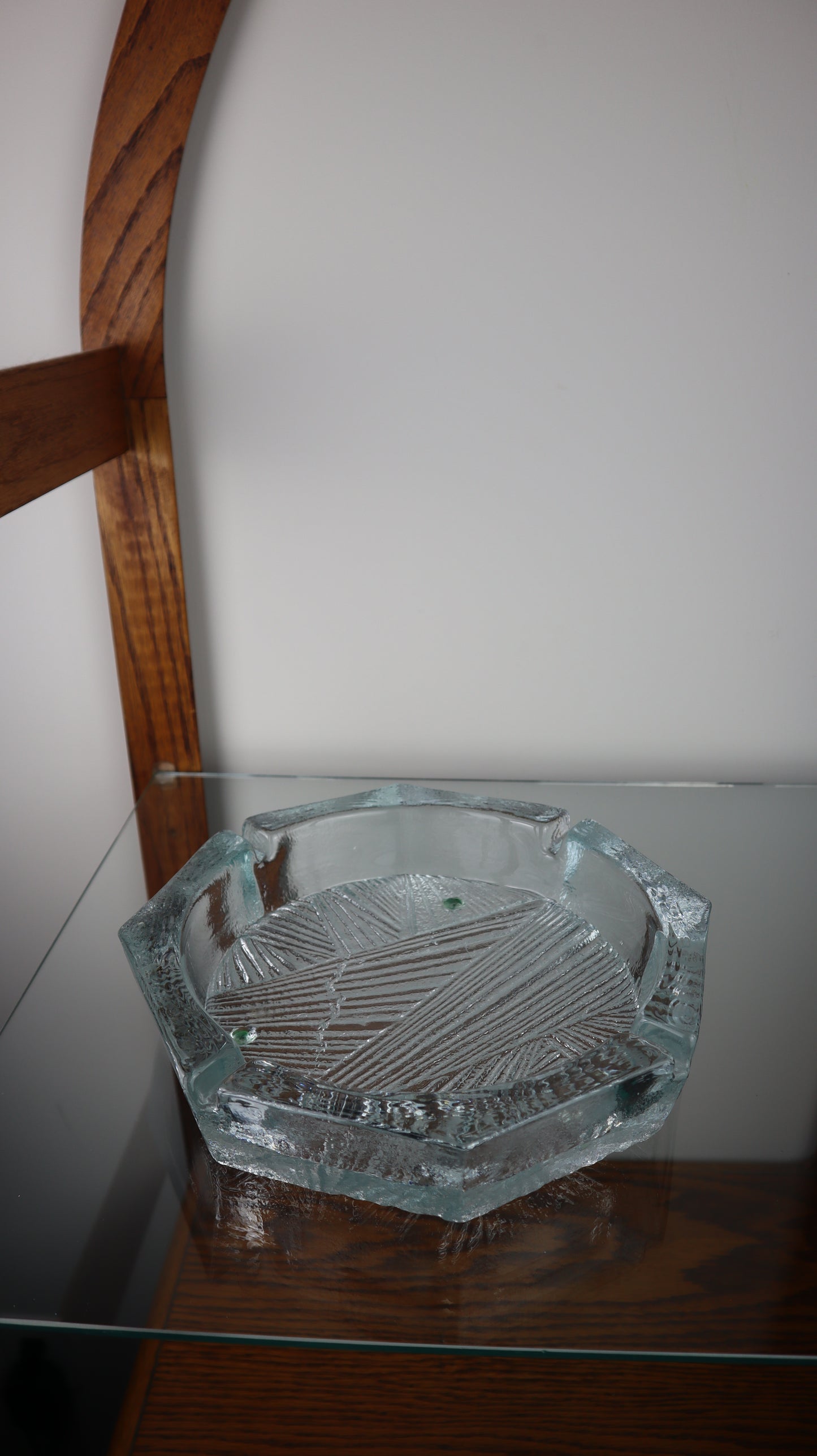 Large Clear Ice Block Blenko Ashtray