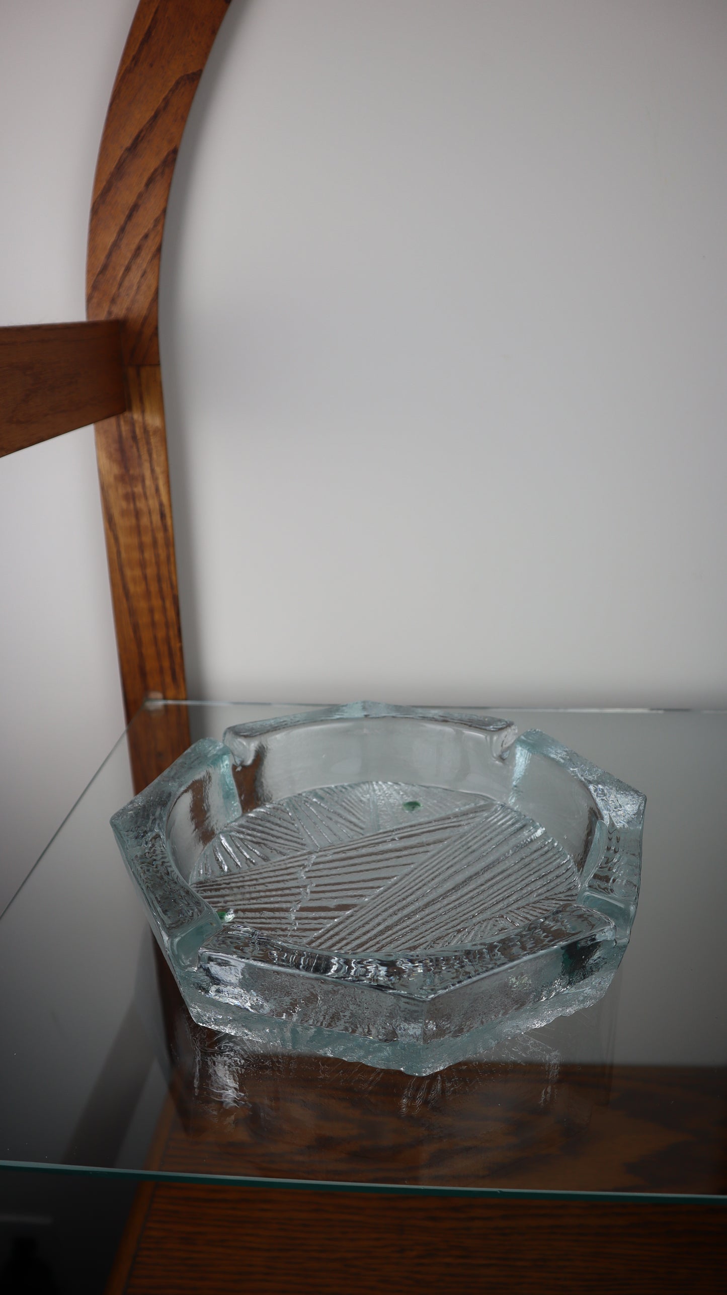 Large Clear Ice Block Blenko Ashtray