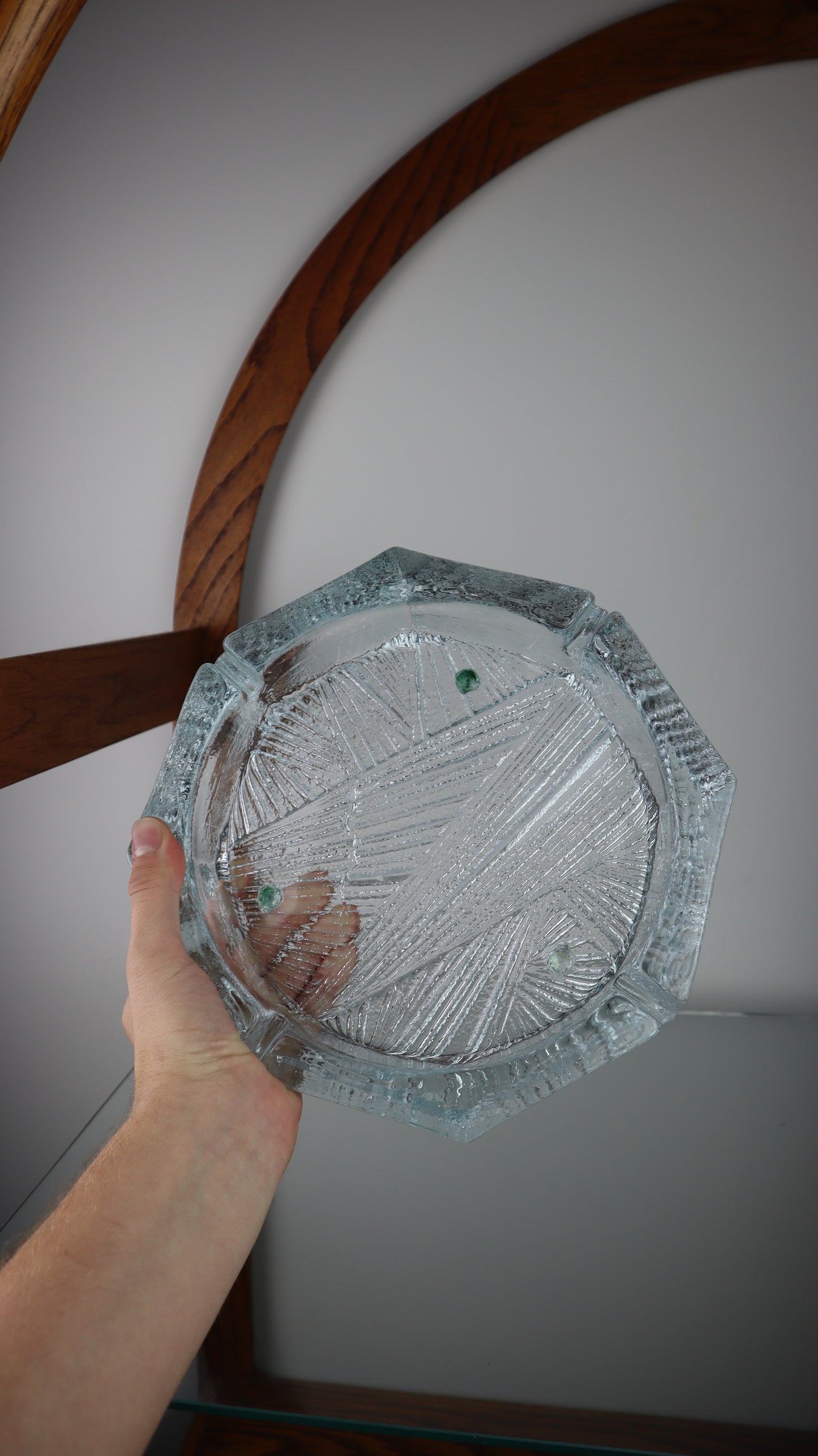 Large Clear Ice Block Blenko Ashtray