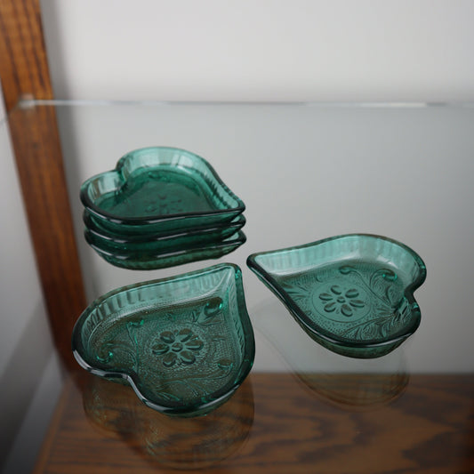 Set of 5 Tiara Green Heart Ashtrays