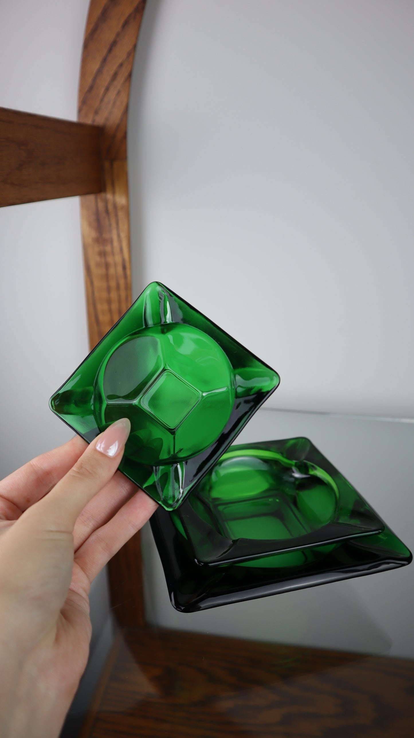 Anchor Hocking set of 3 Green Ashtrays