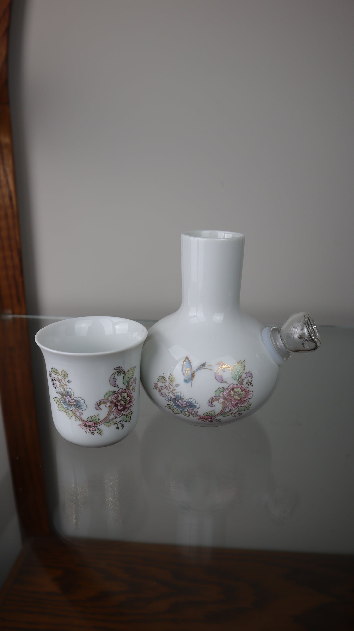 Water Carafe Butterfly Flower Porcelain Piece