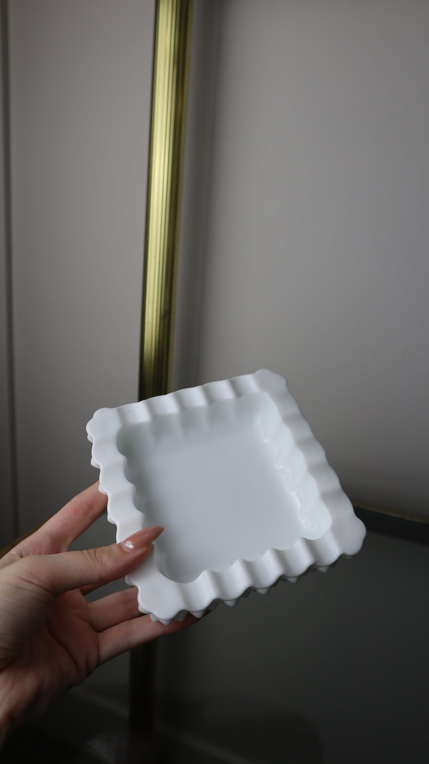 White Milk Glass Hobnail Pattern Ashtray