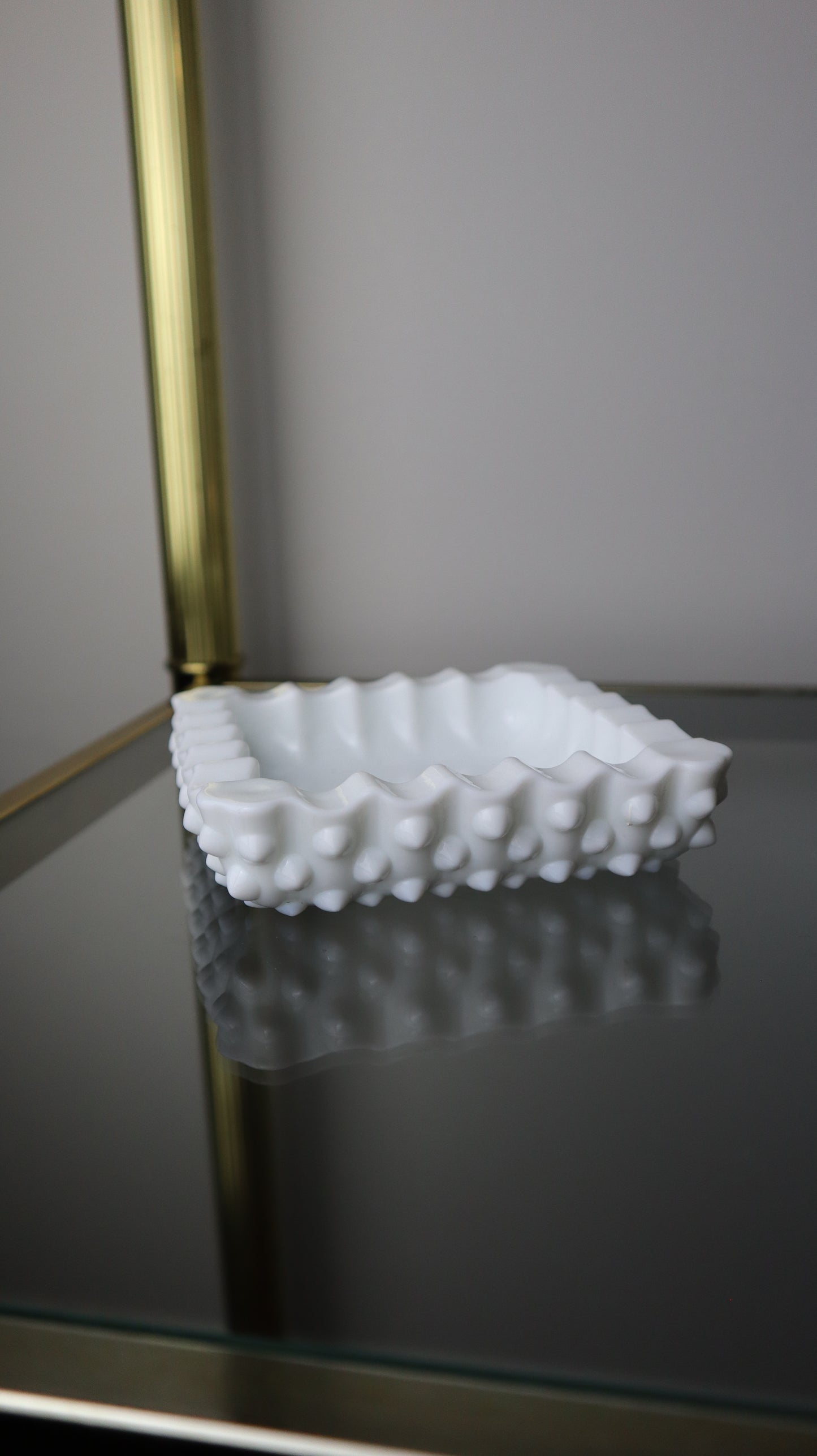 White Milk Glass Hobnail Pattern Ashtray