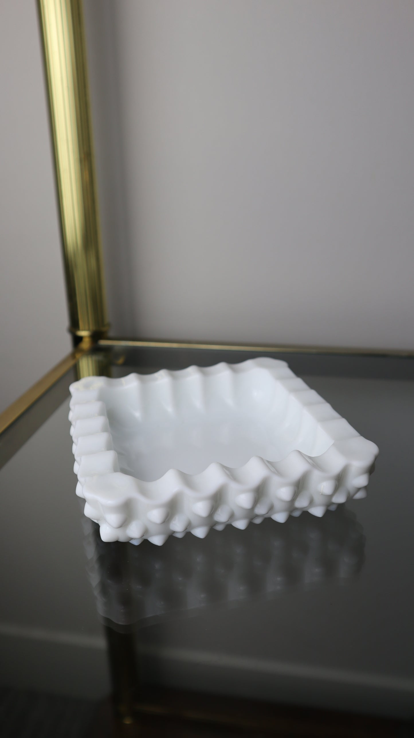 White Milk Glass Hobnail Pattern Ashtray