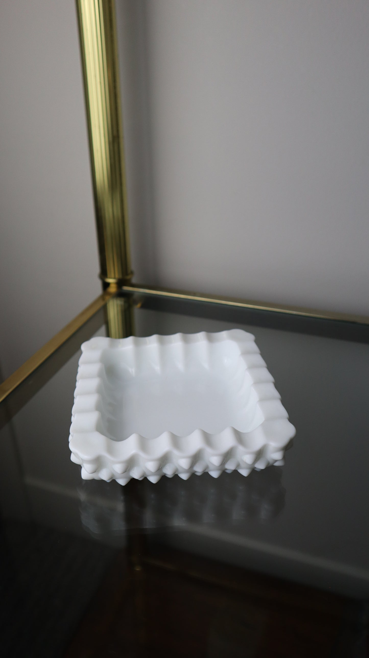 White Milk Glass Hobnail Pattern Ashtray