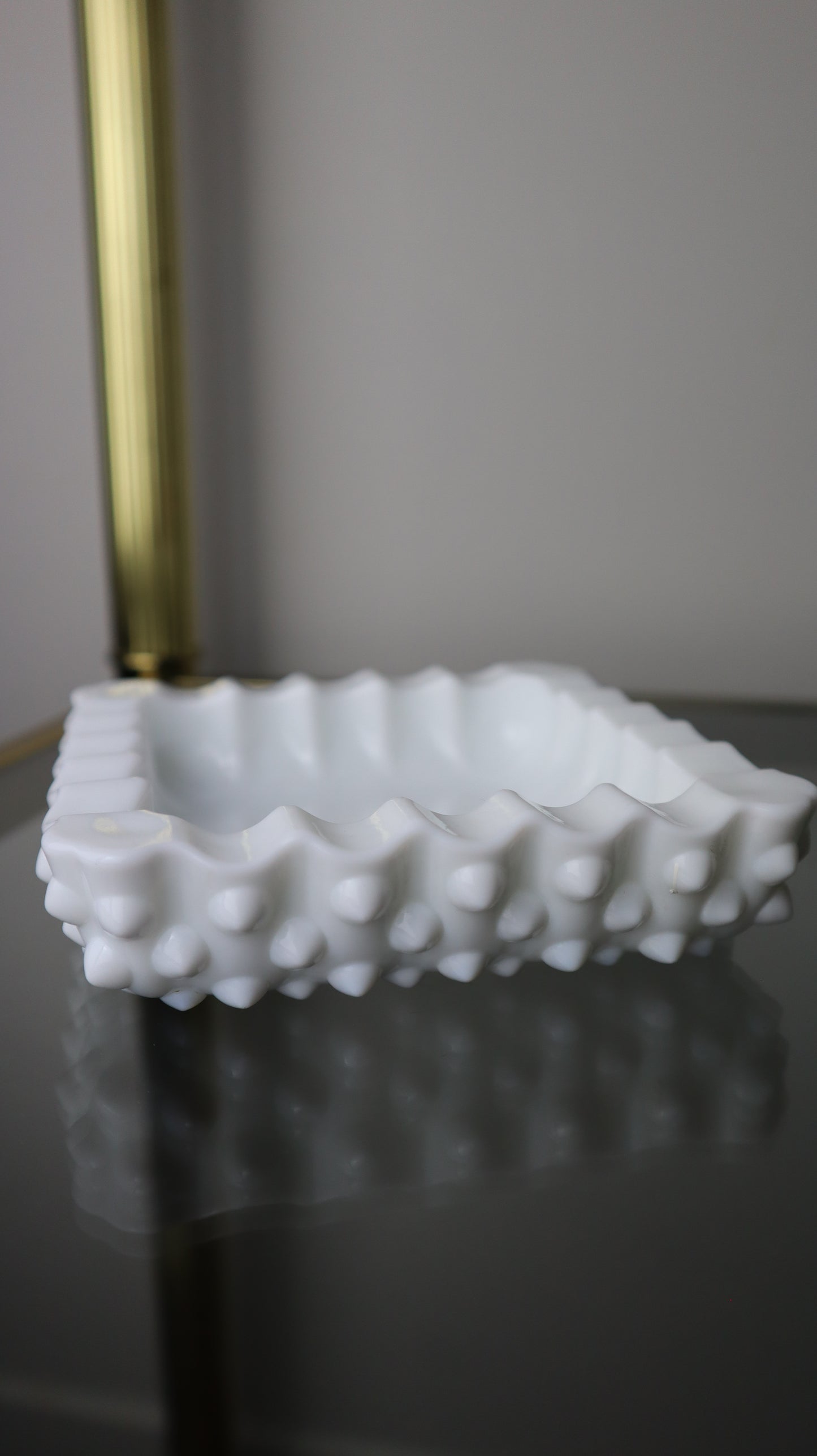 White Milk Glass Hobnail Pattern Ashtray