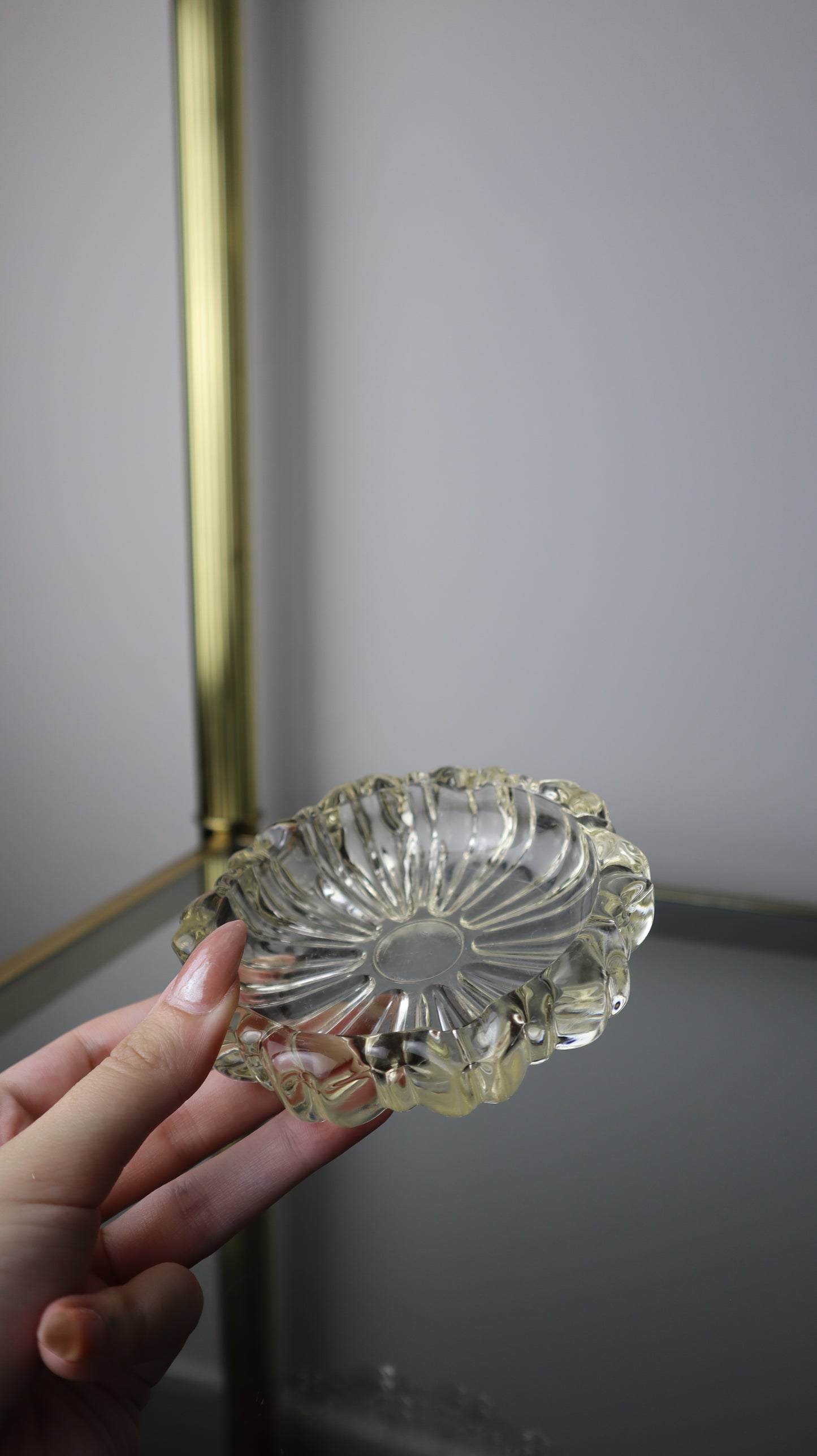 Clear Glass Scalloped Edge Ashtray