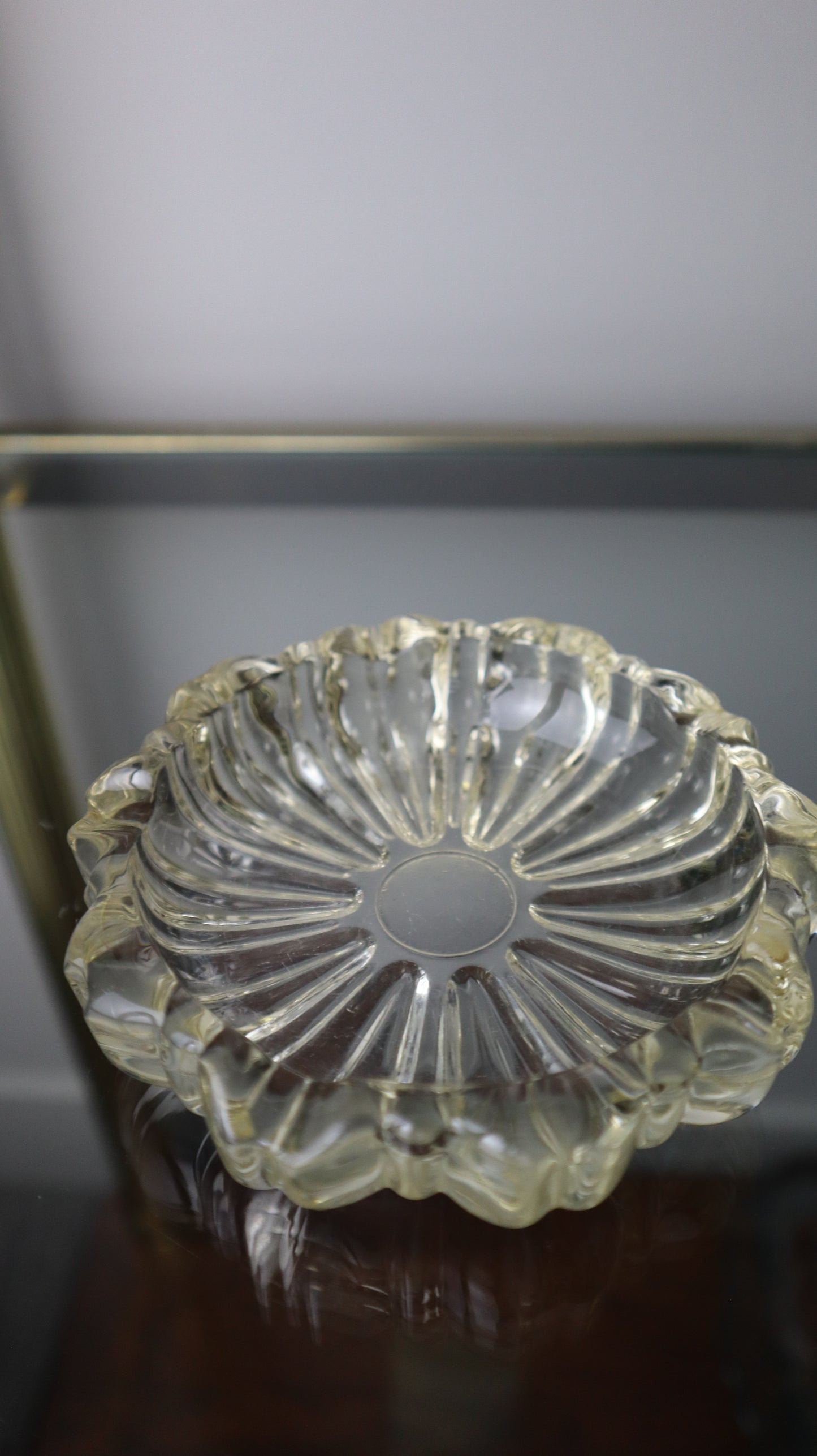 Clear Glass Scalloped Edge Ashtray