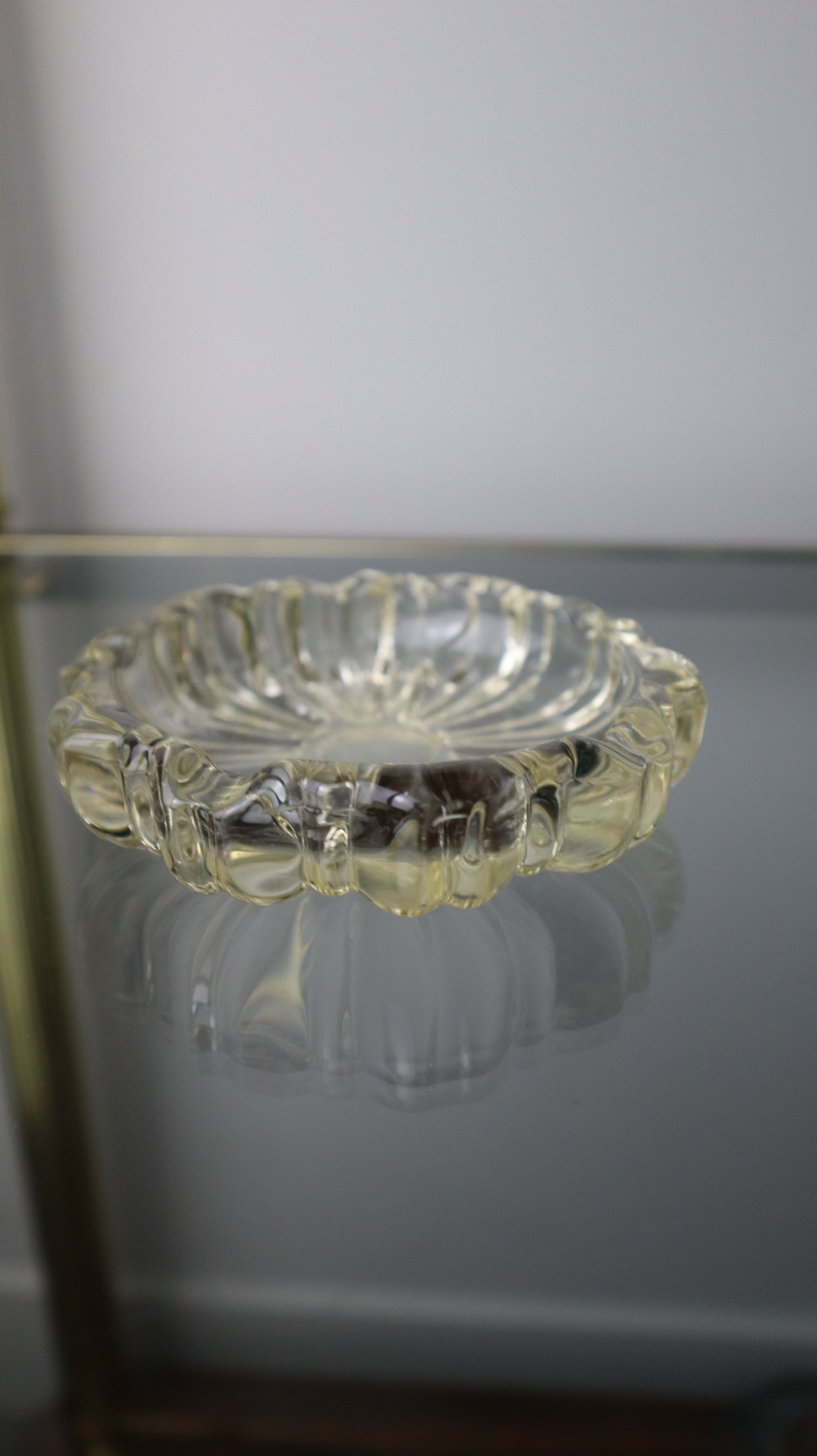 Clear Glass Scalloped Edge Ashtray
