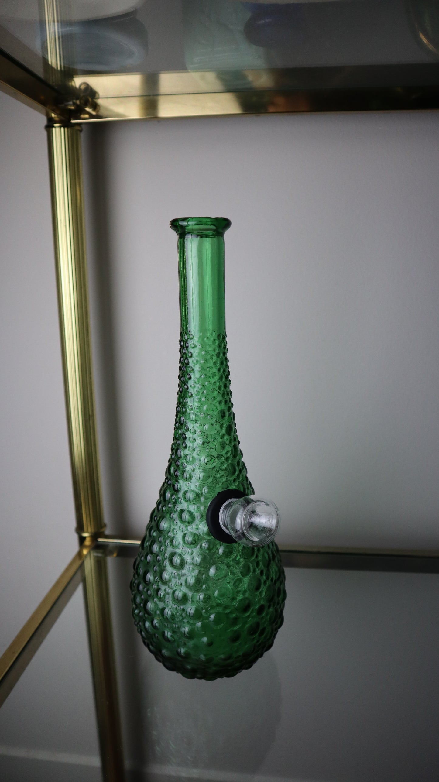 Midcentury Empoli Bubble Green Hobnail